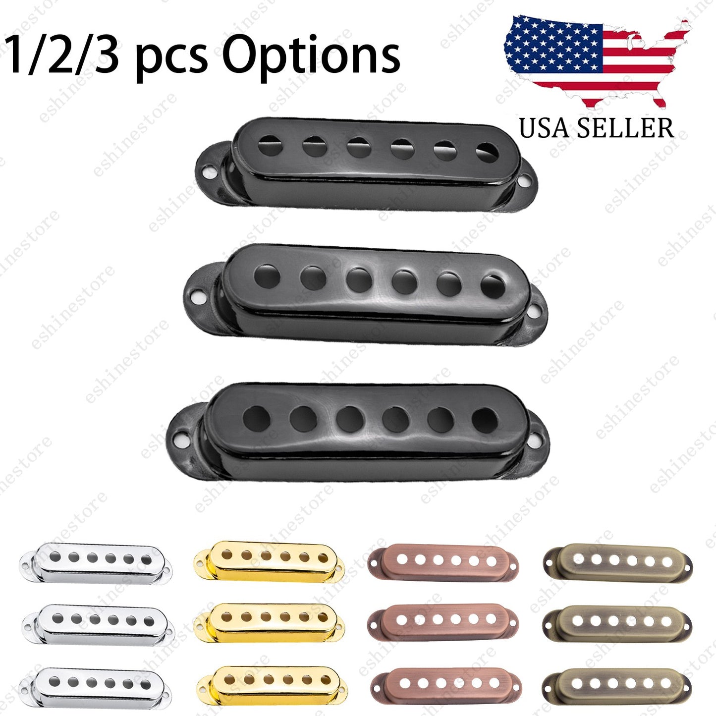 1/2/3 Pcs Brass Metal SSS Single Coil Pickup Covers For Fender SQ Strat 5 Colors