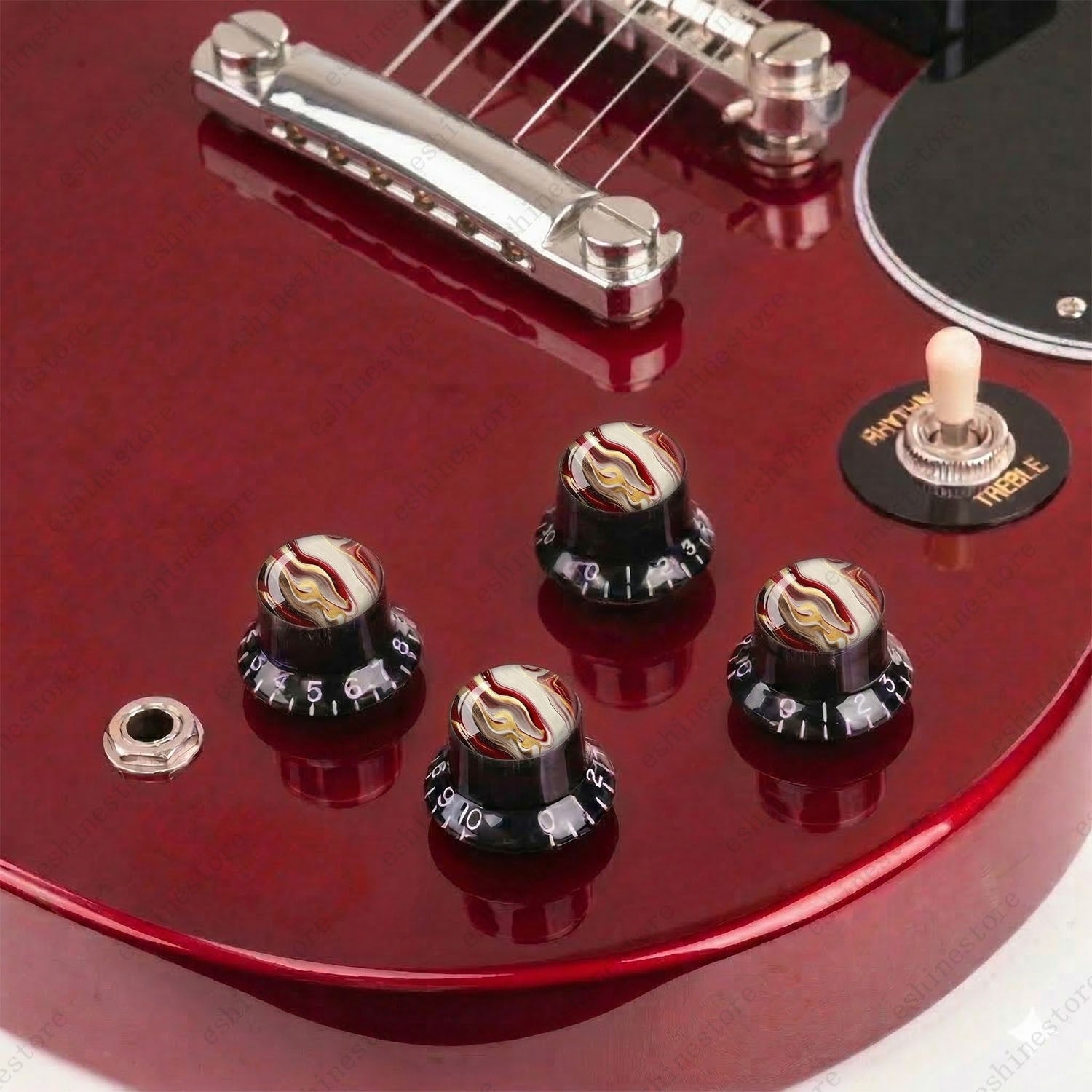 Guitar Reflector Knobs with Abstract Art Cap Top Hat Knobs for Les Paul SG - 04