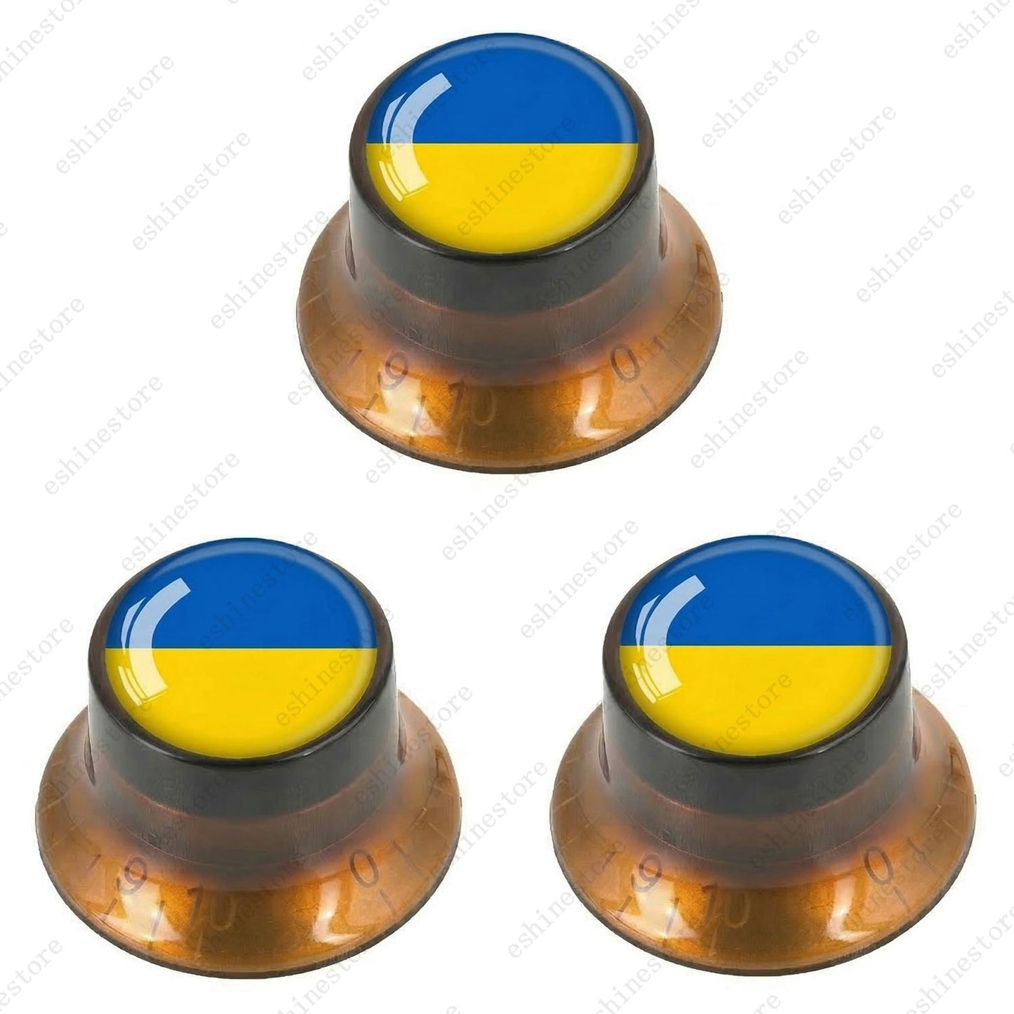 Guitar Reflector Knobs w/ Ukrainian Flag Design Cap Top Hat Knob for Les Paul SG