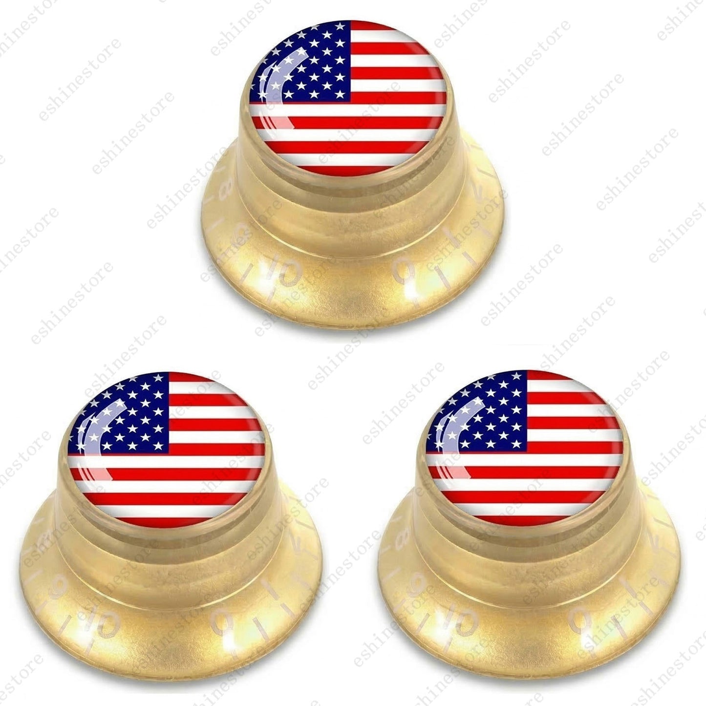 Guitar Reflector Knobs w/ American Flag Design Cap Top Hat Knobs for Les Paul SG