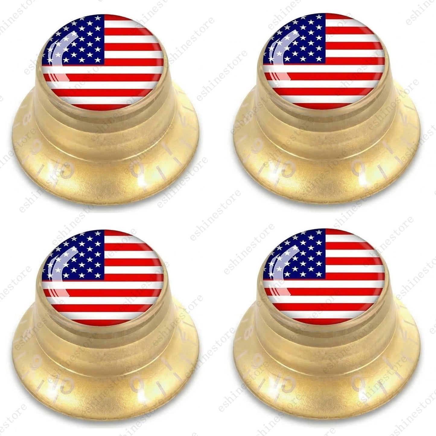 Guitar Reflector Knobs w/ American Flag Design Cap Top Hat Knobs for Les Paul SG