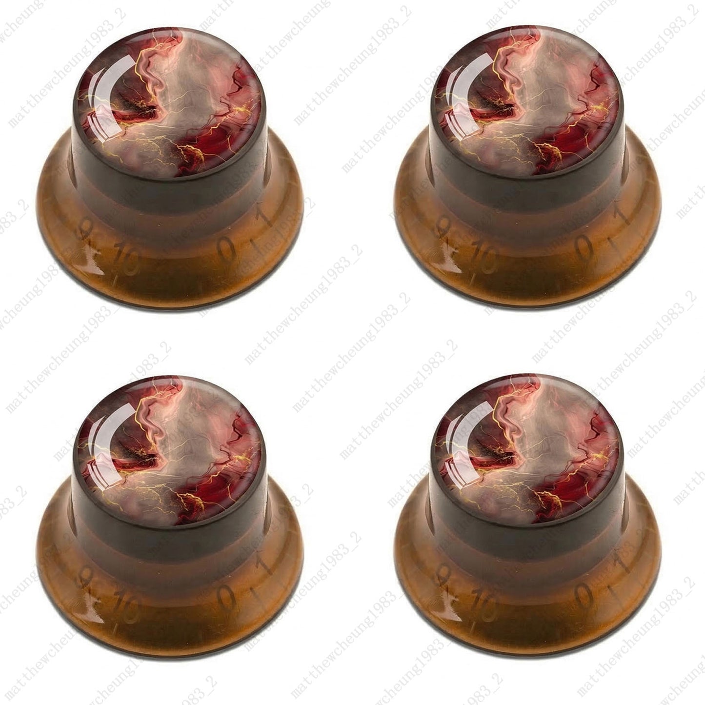 4Pcs Amber Guitar Reflector Knobs For Les Paul SG -10 Abstract Art Style Options