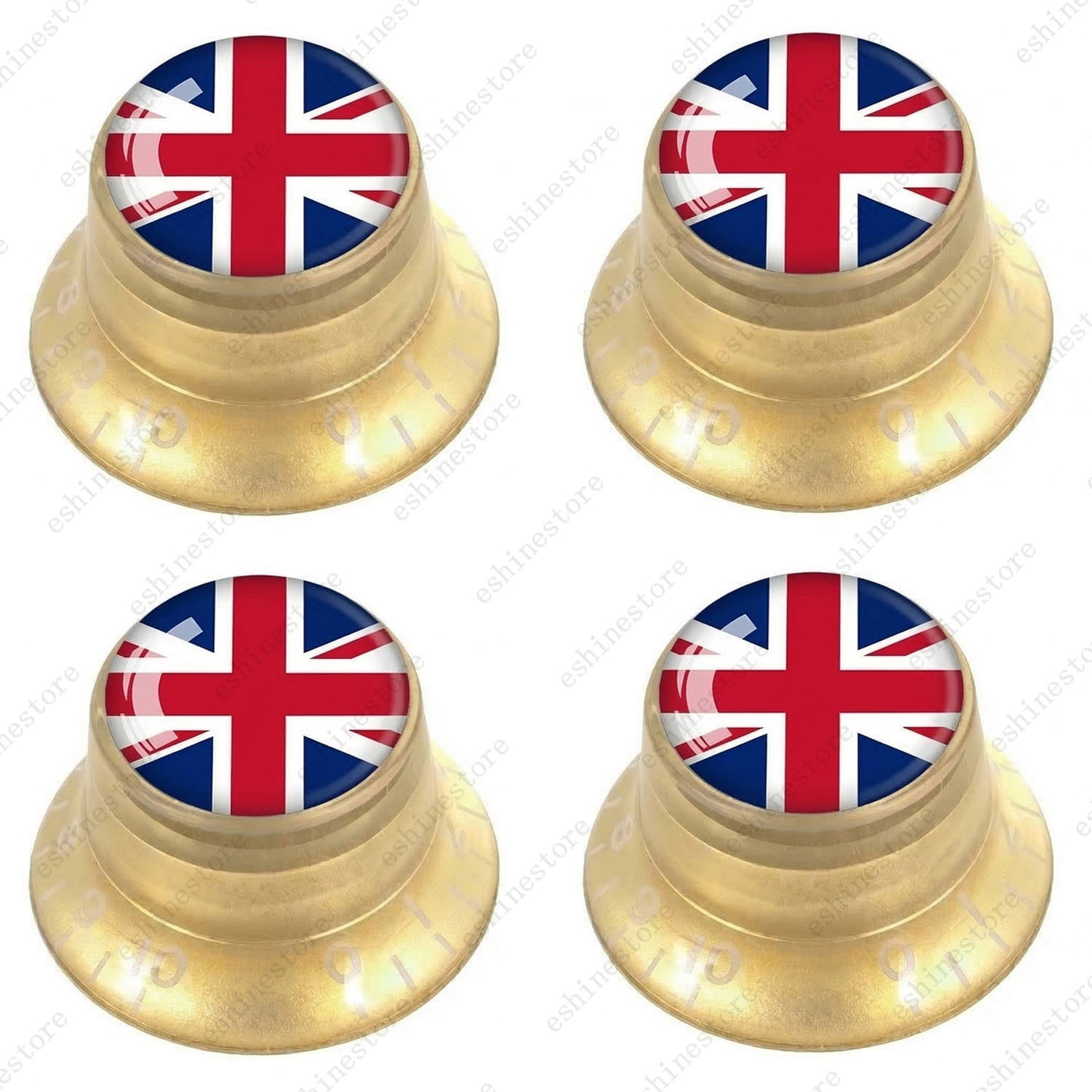 Guitar Reflector Knobs w/ British Flag Design Cap Top Hat Knobs for Les Paul SG