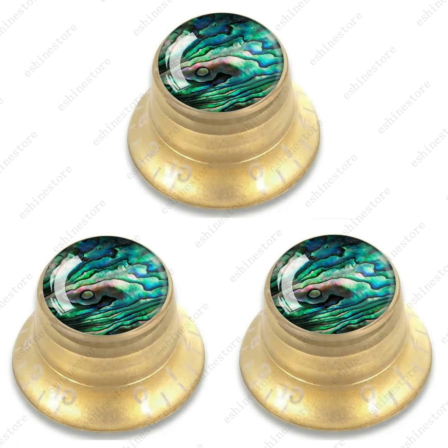 Guitar Reflector Knob with Seashell Pattern Cap Top Hat Knob for Les Paul SG -10