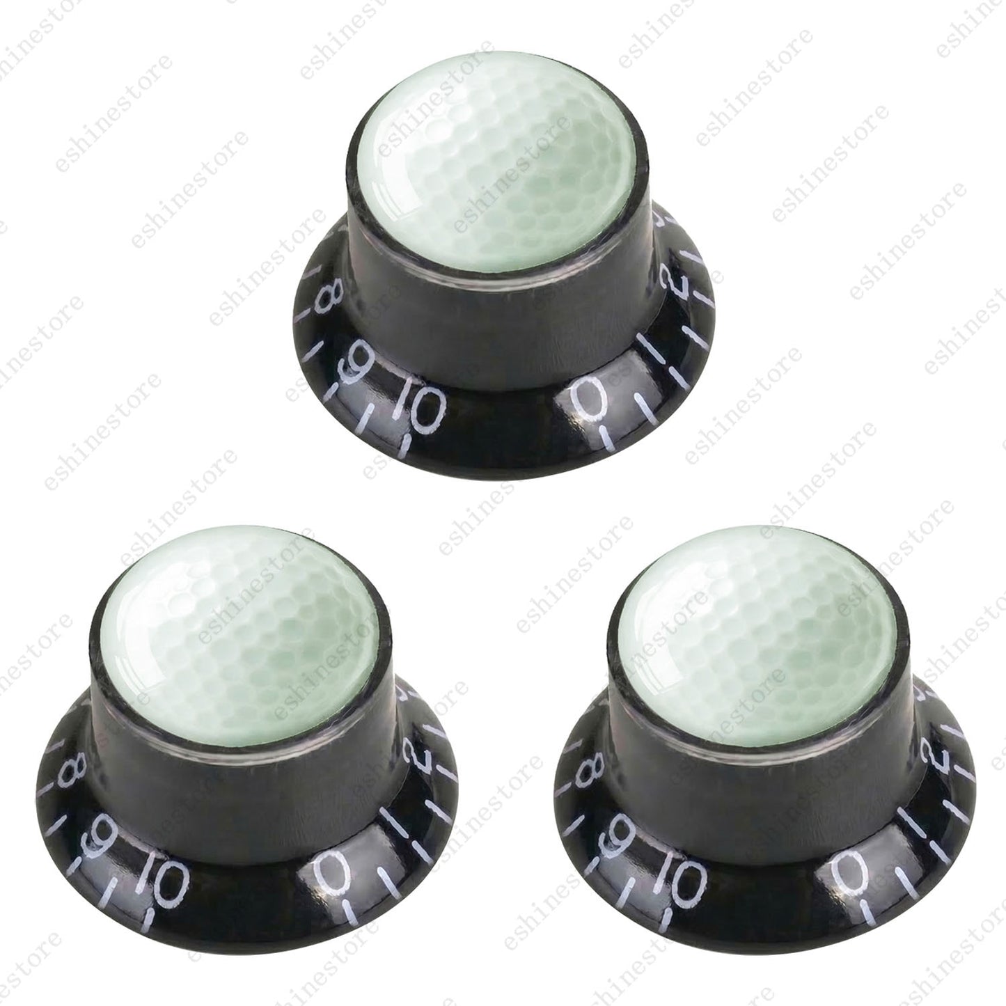 Electric Guitar Reflector Knobs w/ Golf Design Cap Top Hat Knobs for Les Paul SG