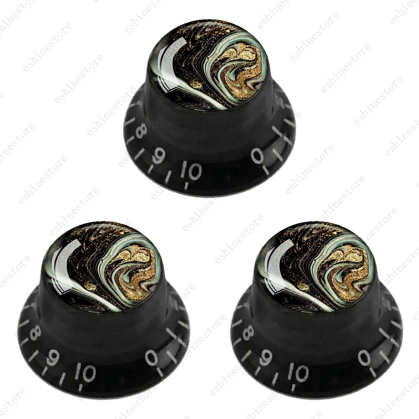 Guitar Reflector Knobs with Marble Texture Cap Top Hat Knob for Les Paul SG - 06