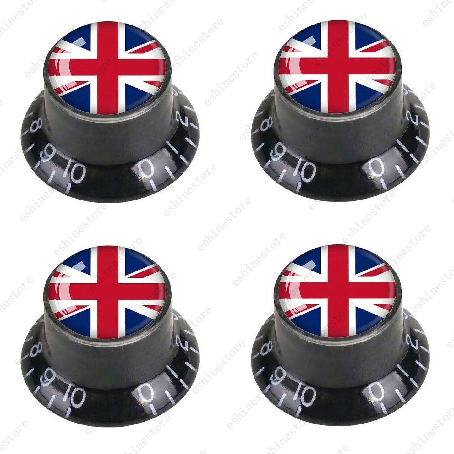 Guitar Reflector Knobs w/ British Flag Design Cap Top Hat Knobs for Les Paul SG