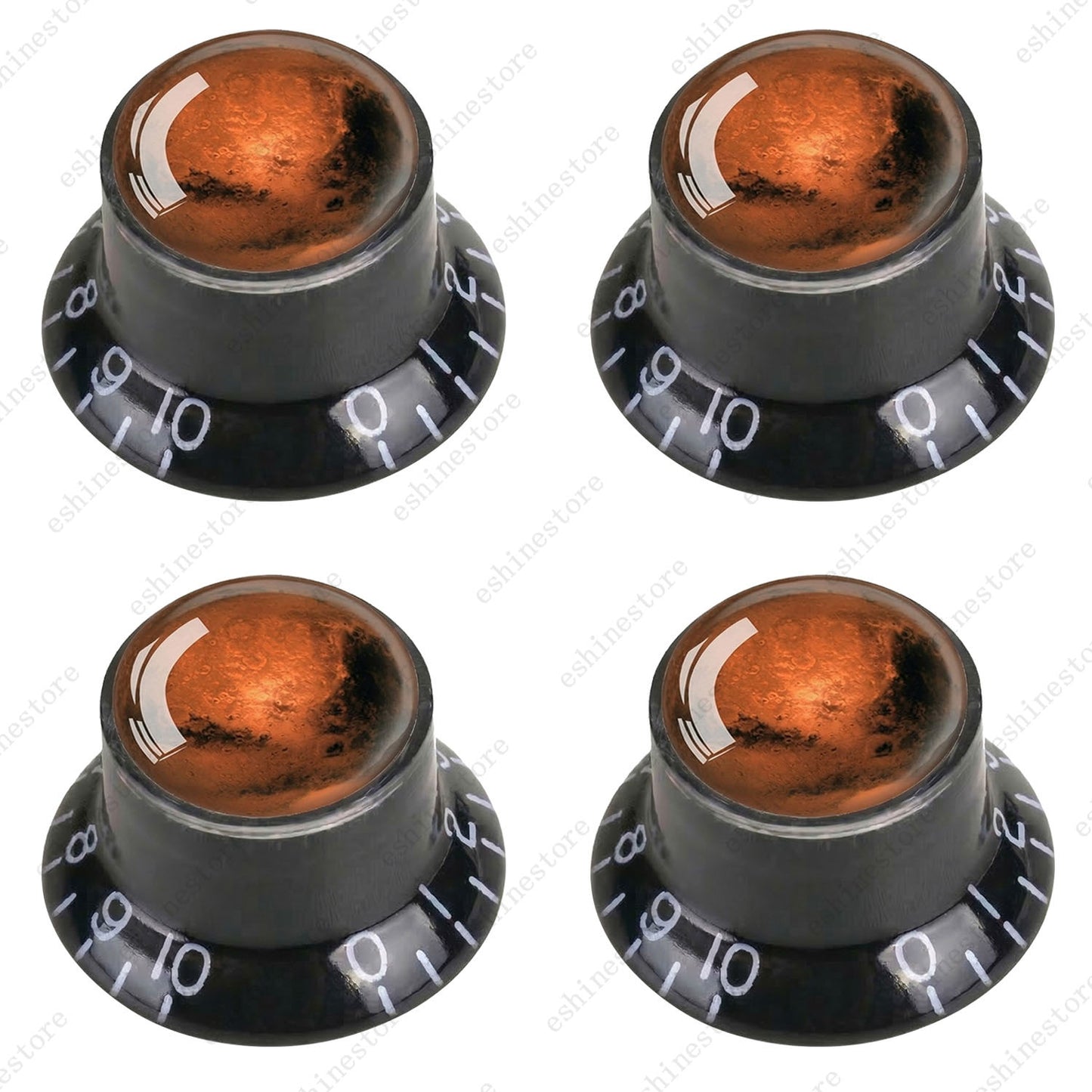 Guitar Reflector Knob with Mars Pattern Design Cap Top Hat Knob for Les Paul SG