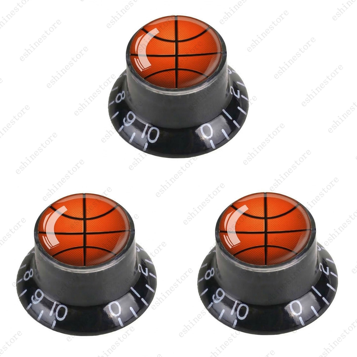 Guitar Reflector Knobs w/ Basketball Design Cap Top Hat Knobs for Les Paul SG