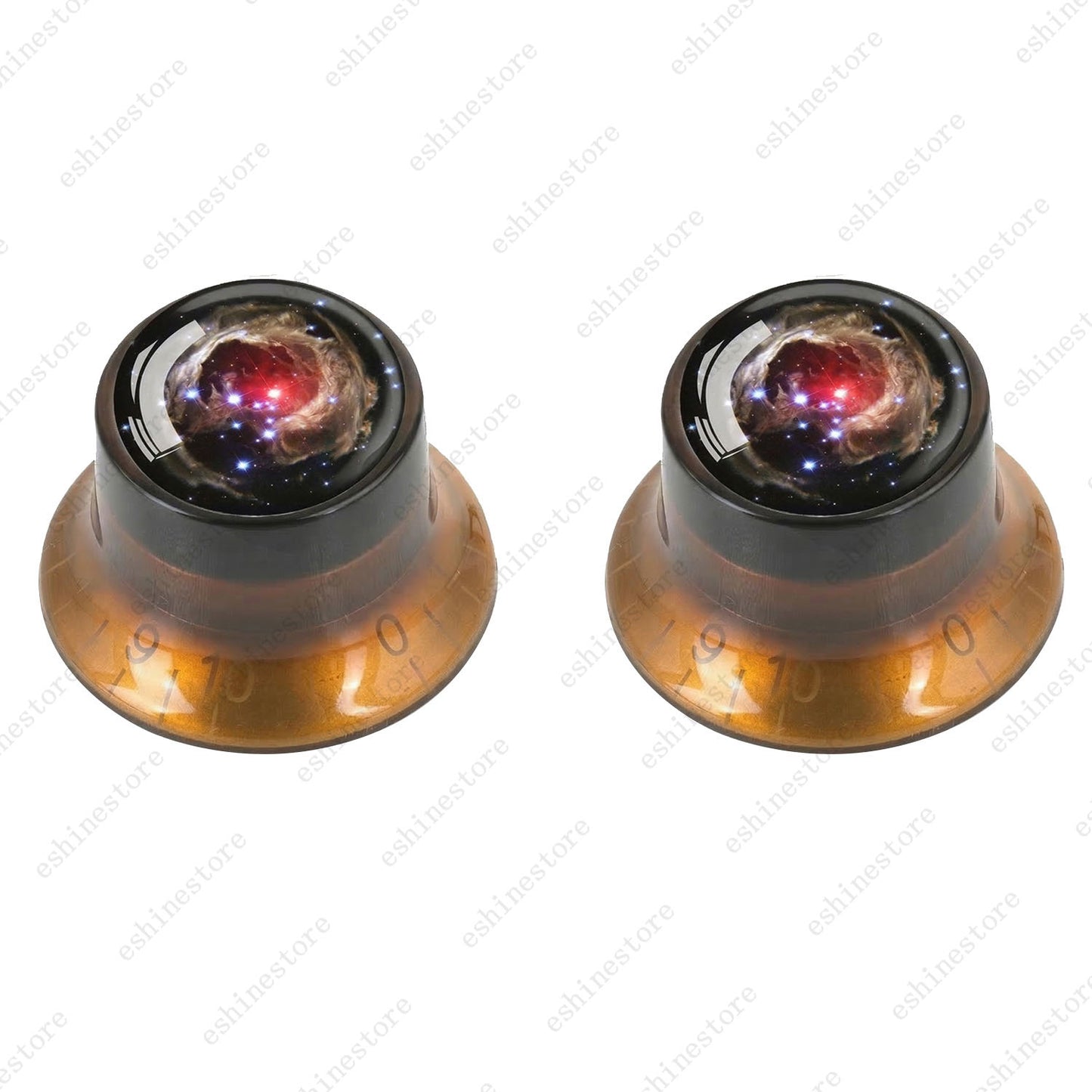 Guitar Reflector Knobs w/ Nebula Pattern Design Cap Top Hat Knob for Les Paul SG