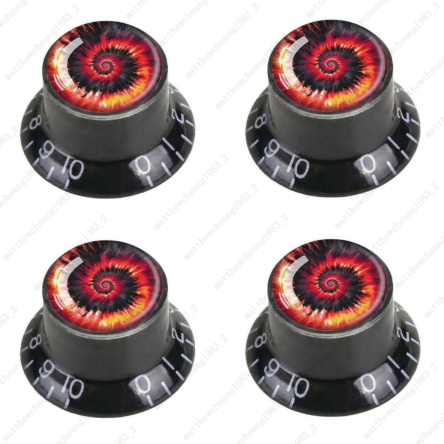 4Pcs Black Guitar Reflector Knob For Les Paul SG -10 Spiral Tie Dye Style Option