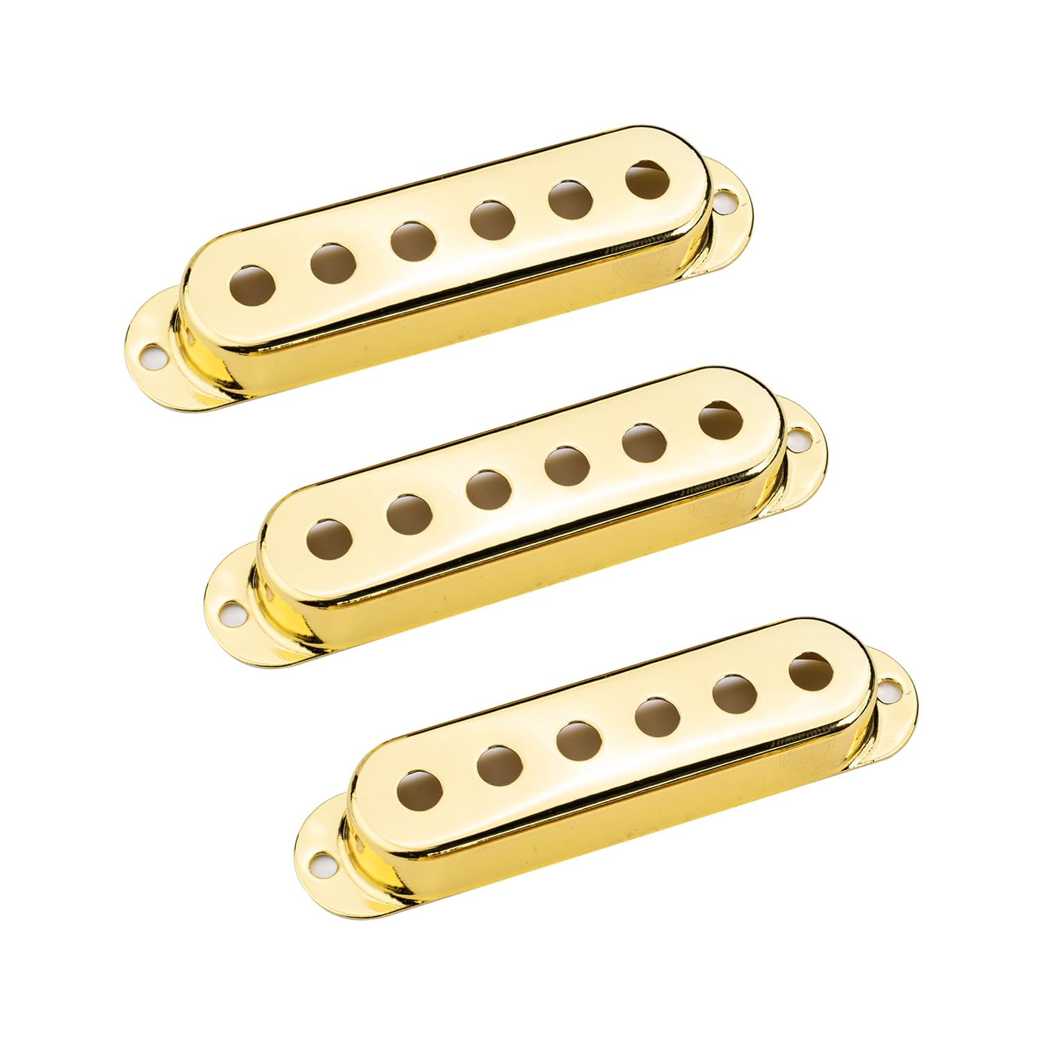 3Pcs Single Coil Guitar Pickup Covers (50/50/50mm Pole Spacing), Copper Pickup Mounting Ring Set Guitar Accessories Replacement Part (Gold)