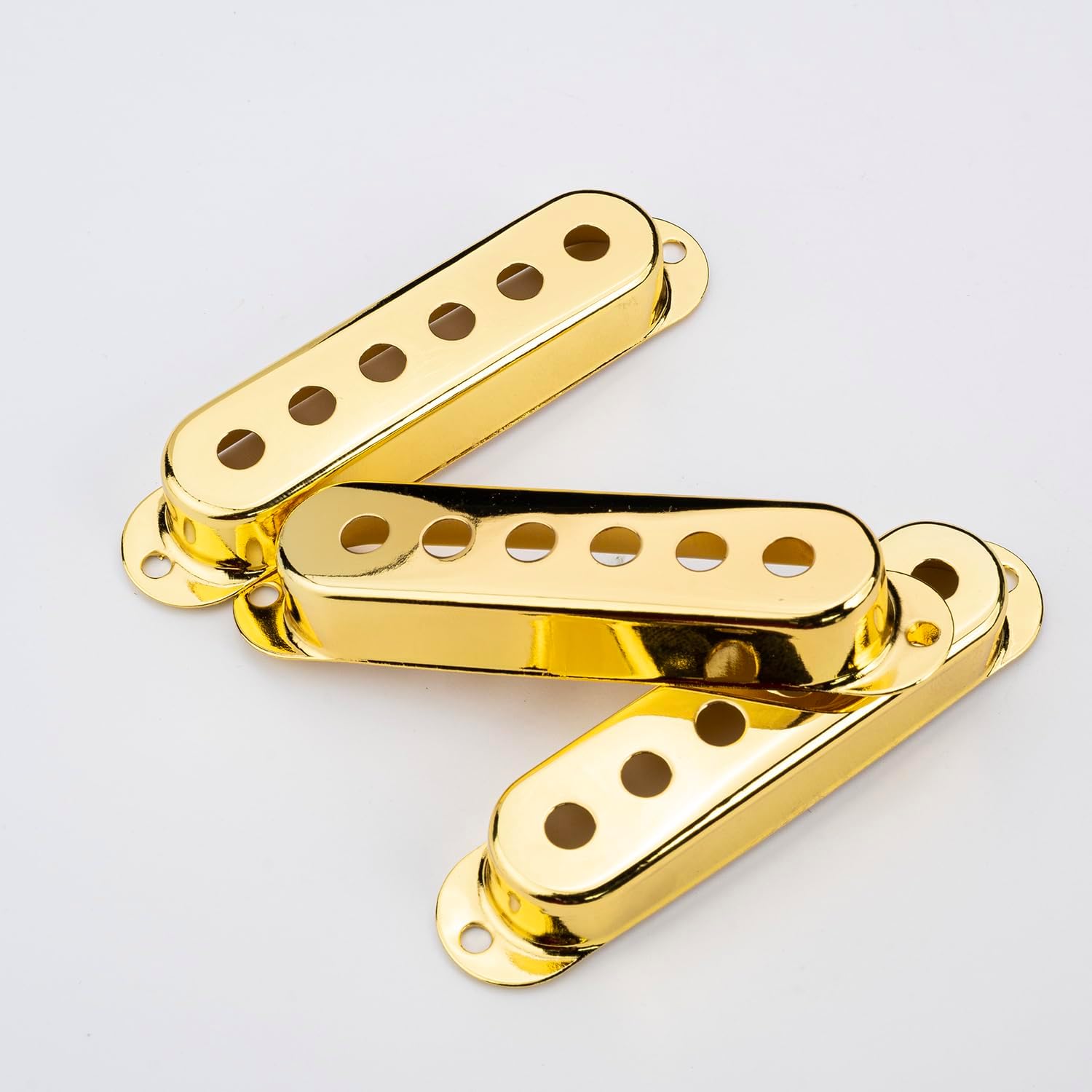 3Pcs Single Coil Guitar Pickup Covers (50/50/50mm Pole Spacing), Copper Pickup Mounting Ring Set Guitar Accessories Replacement Part (Gold)
