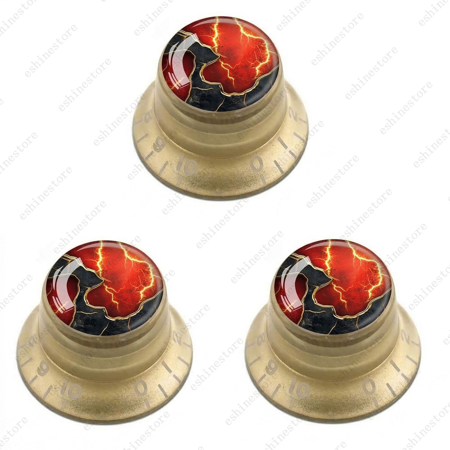 Guitar Reflector Knobs with Abstract Art Cap Top Hat Knobs for Les Paul SG - 10