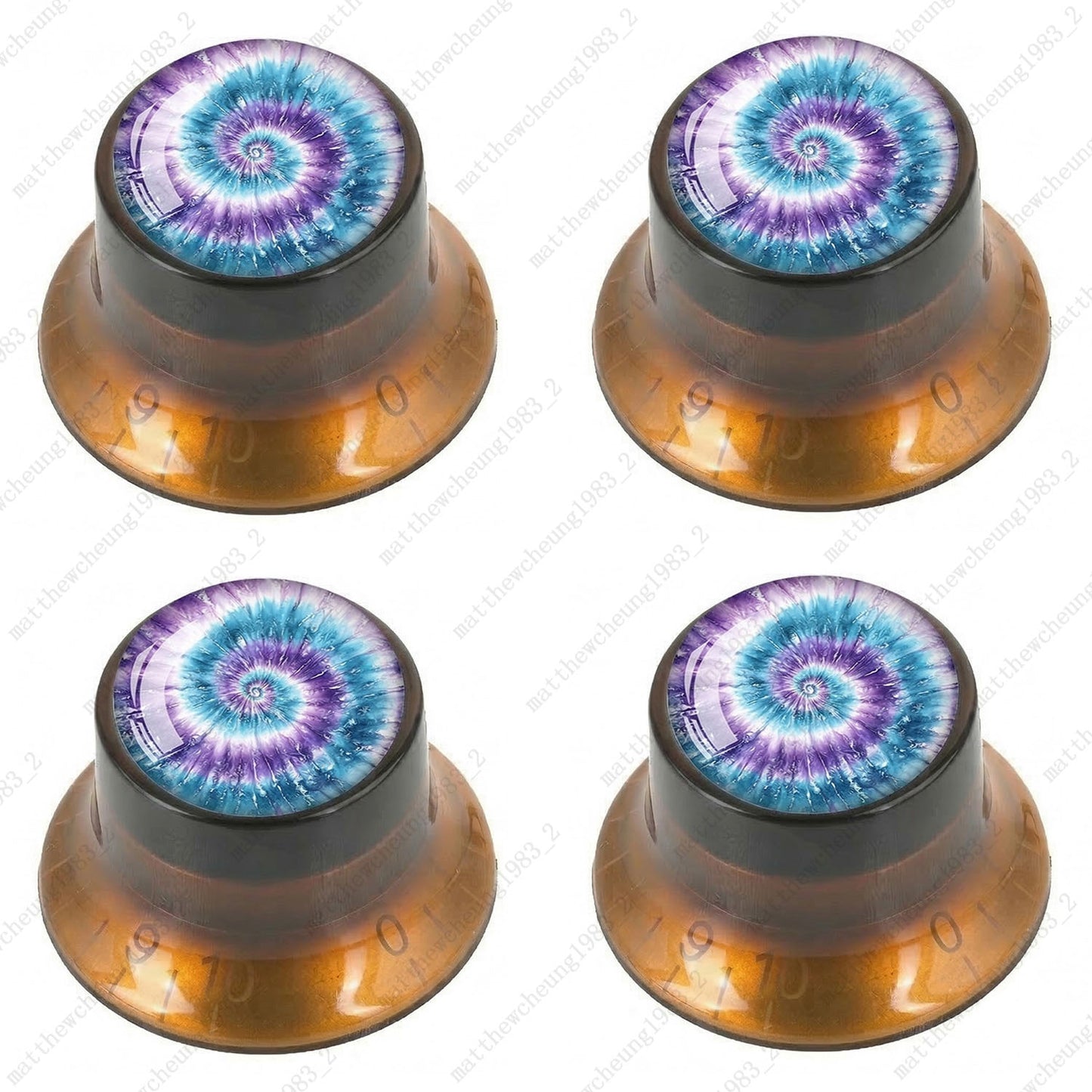 4Pcs Amber Guitar Reflector Knob For Les Paul SG -10 Spiral Tie Dye Style Option