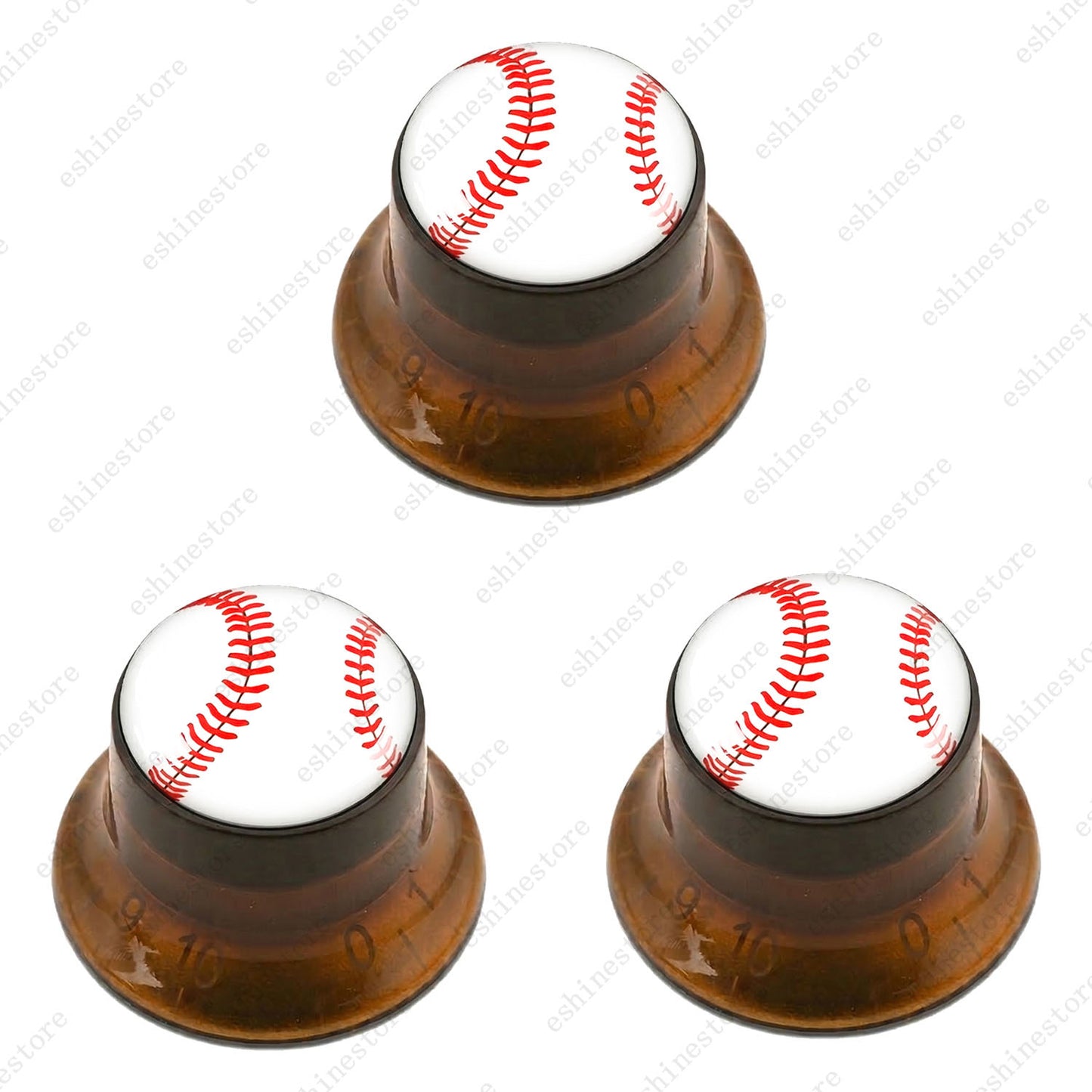 Guitar Reflector Knobs w/ Baseball Design Cap Top Hat Knobs for Les Paul SG