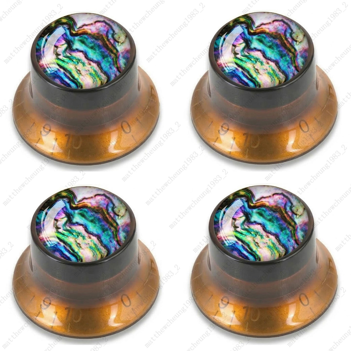 4Pcs Amber Guitar Reflector Knos For Les Paul SG -10 Seashell Pattern Options
