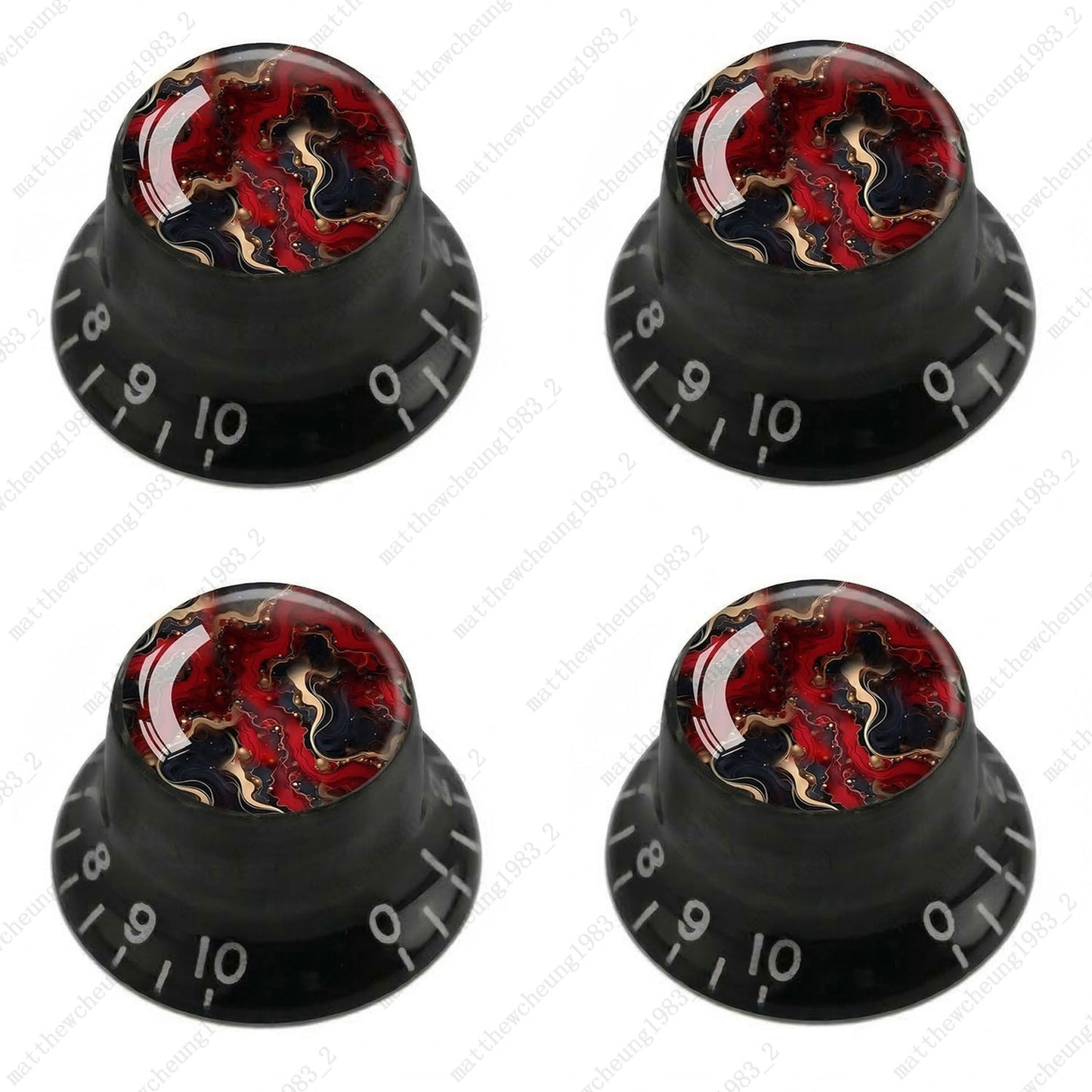 4Pcs Black Guitar Reflector Knobs For Les Paul SG -10 Abstract Art Style Options