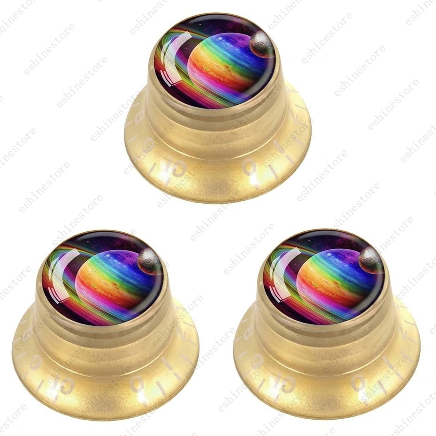 Guitar Reflector Knobs w/ Rainbow Ball Design Cap Top Hat Knobs for Les Paul SG