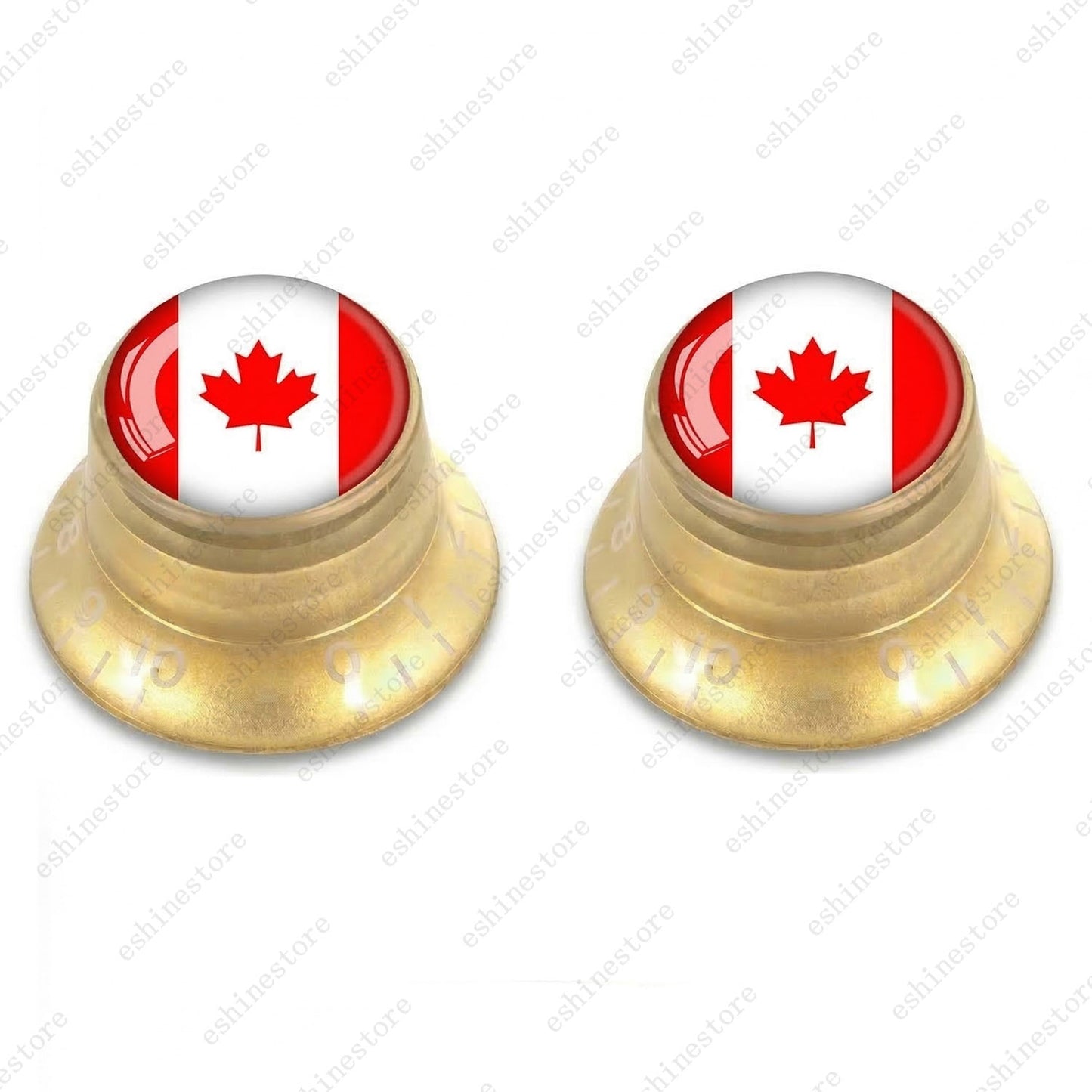 Guitar Reflector Knobs w/ Canada Flag Design Cap Top Hat Knobs for Les Paul SG