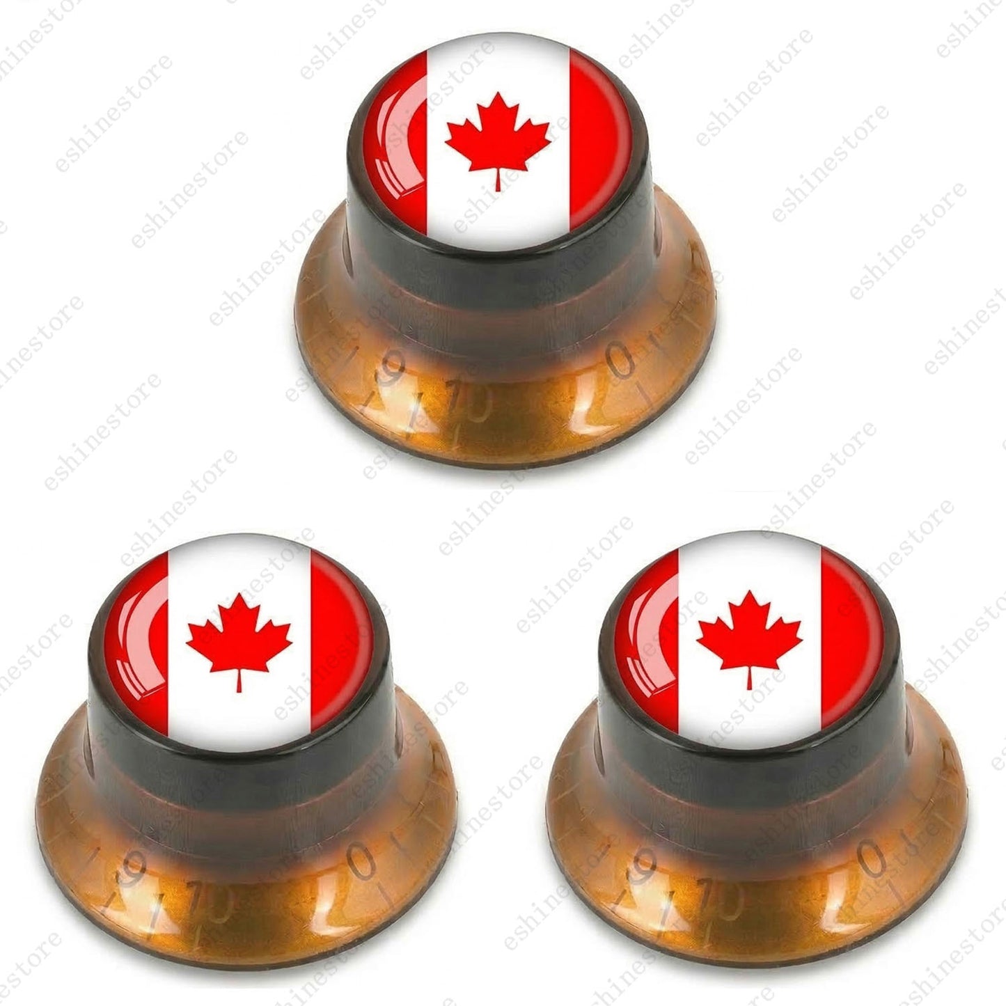 Guitar Reflector Knobs w/ Canada Flag Design Cap Top Hat Knobs for Les Paul SG