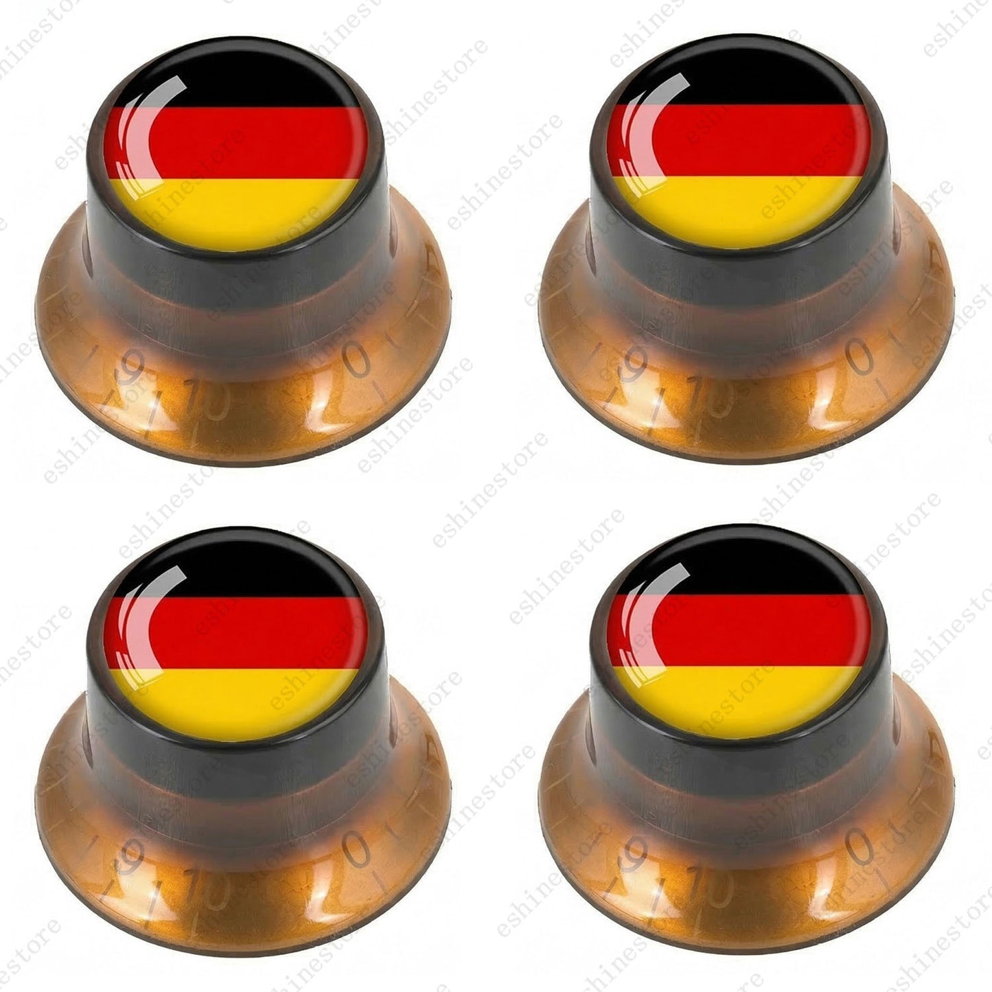 Guitar Reflector Knobs w/ Germany Flag Design Cap Top Hat Knobs for Les Paul SG