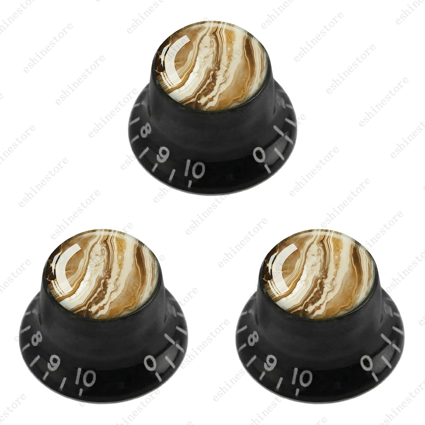 Guitar Reflector Knobs with Marble Texture Cap Top Hat Knob for Les Paul SG - 10