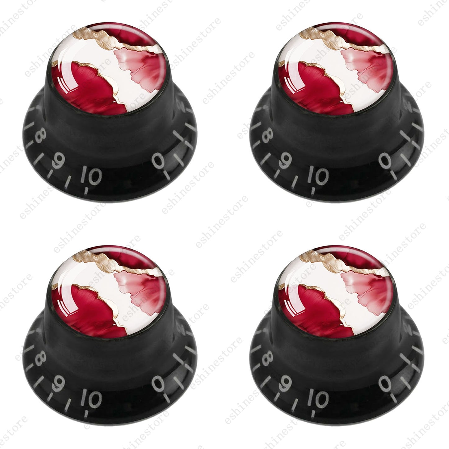 Guitar Reflector Knobs with Abstract Art Cap Top Hat Knobs for Les Paul SG - 06