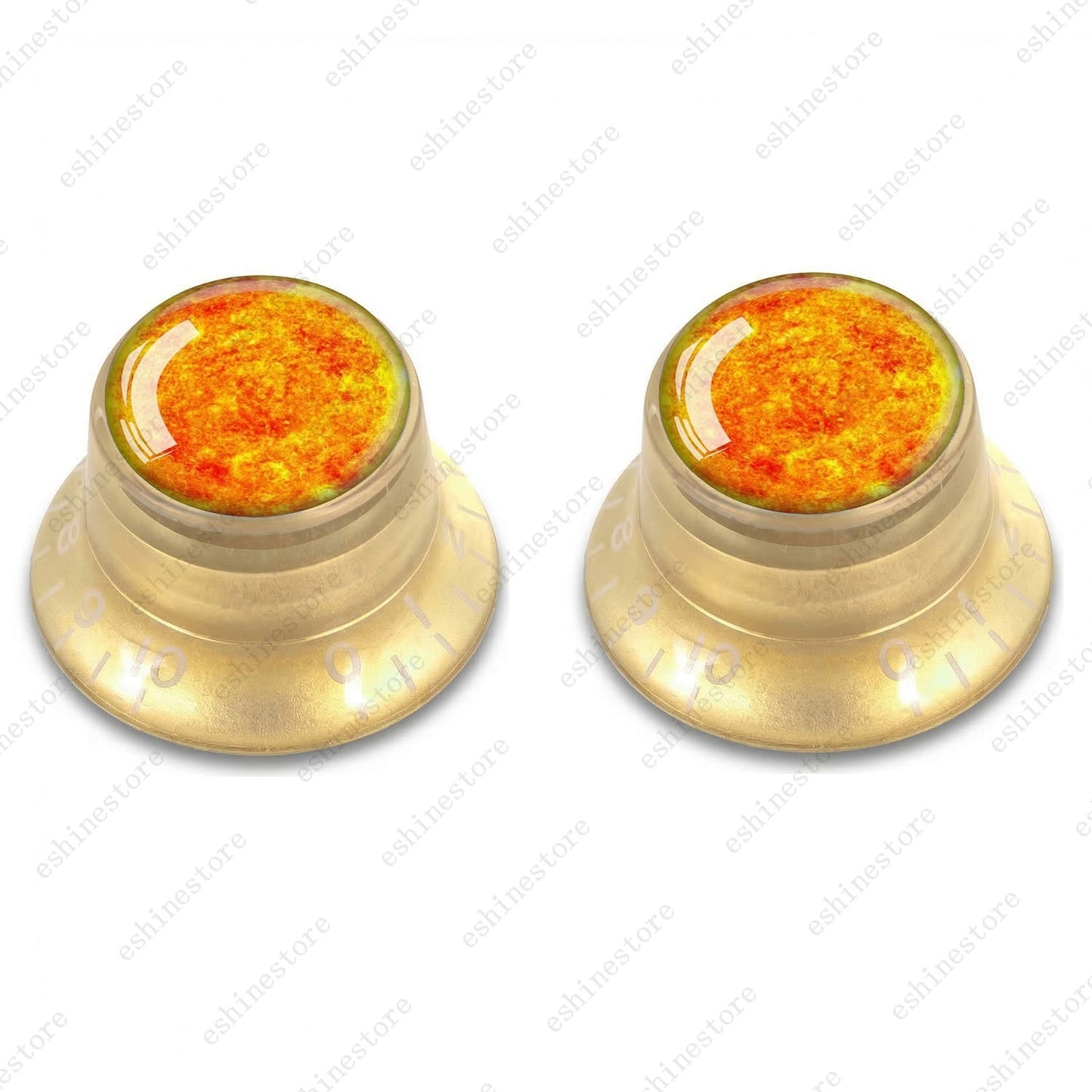 Guitar Reflector Knobs w/ Sun Pattern Design Cap Top Hat Knobs for Les Paul SG