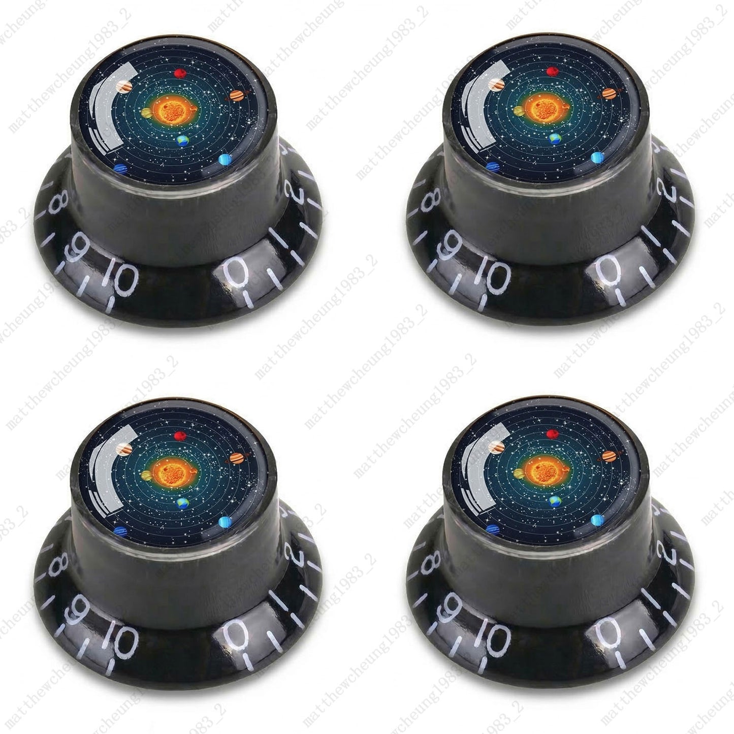 4Pcs Black Guitar Reflector Knos For Les Paul SG -8 Solar System Pattern Option