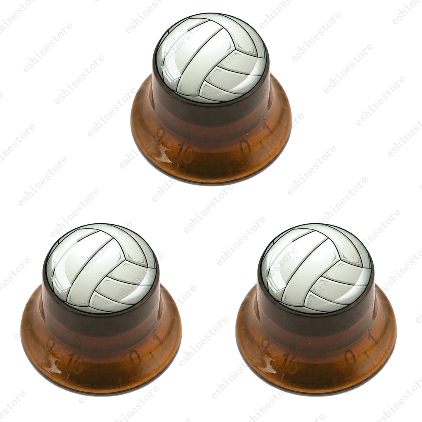 Guitar Reflector Knobs w/ Volleyball Design Cap Top Hat Knobs for Les Paul SG