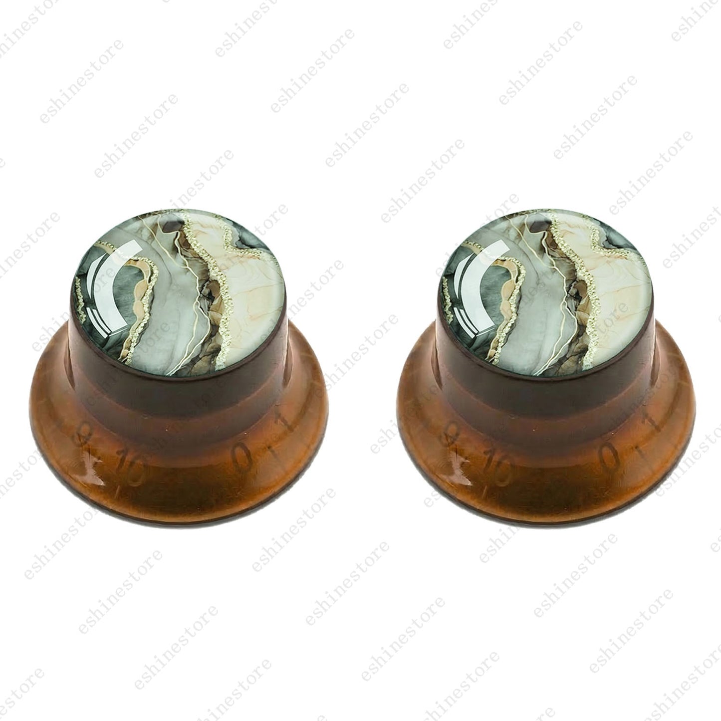 Guitar Reflector Knobs with Marble Texture Cap Top Hat Knob for Les Paul SG - 05