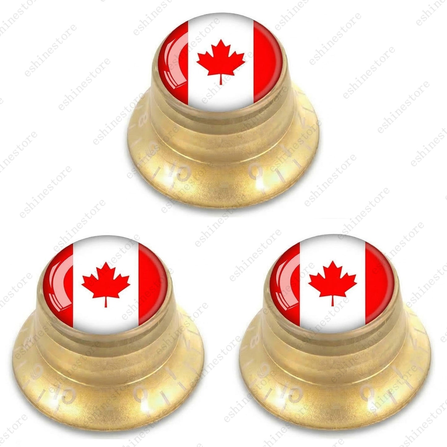 Guitar Reflector Knobs w/ Canada Flag Design Cap Top Hat Knobs for Les Paul SG