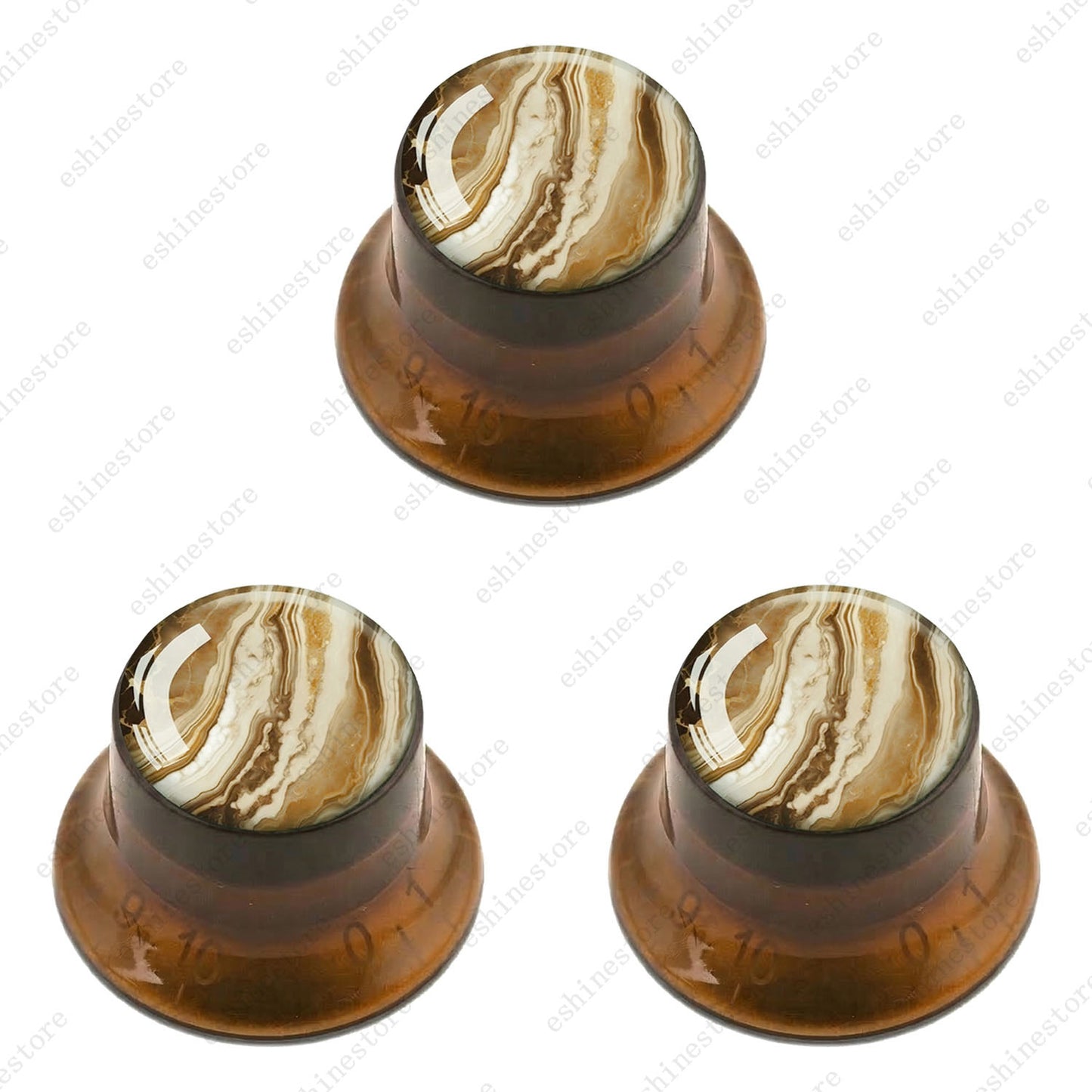 Guitar Reflector Knobs with Marble Texture Cap Top Hat Knob for Les Paul SG - 10