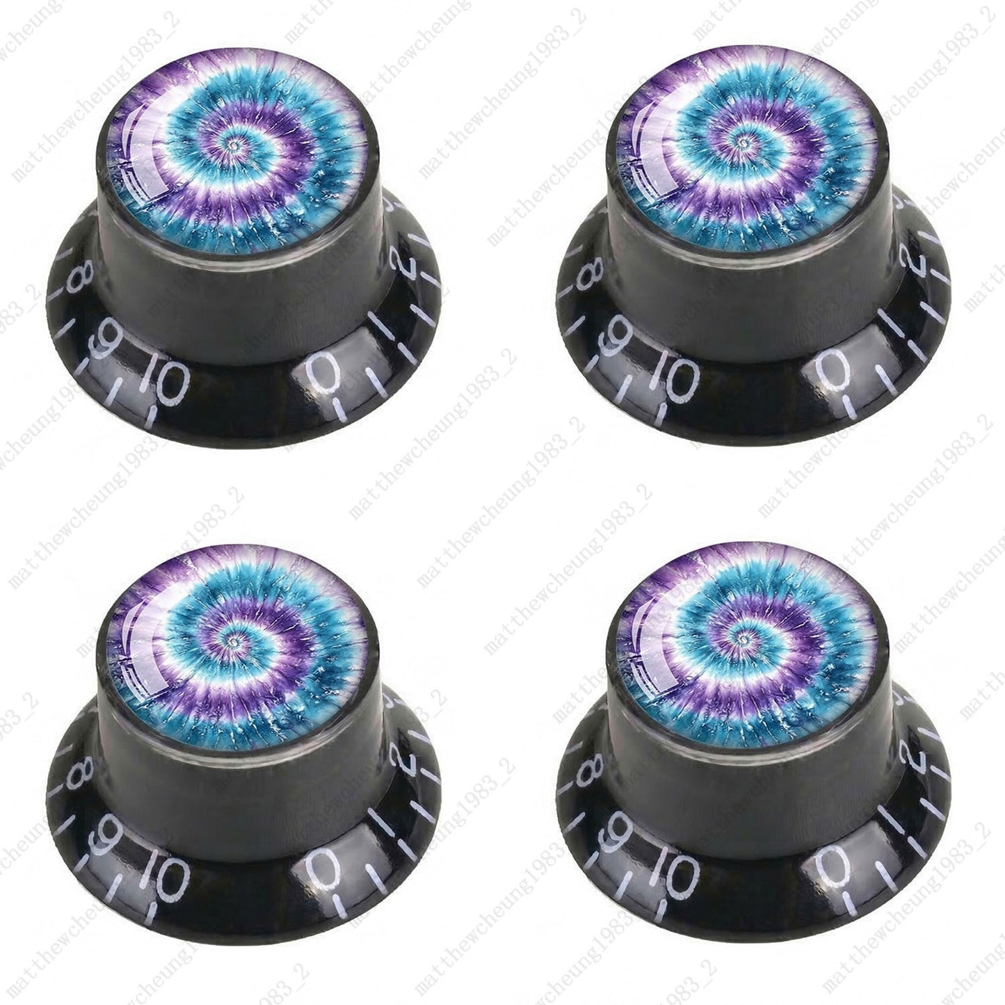 4Pcs Black Guitar Reflector Knob For Les Paul SG -10 Spiral Tie Dye Style Option