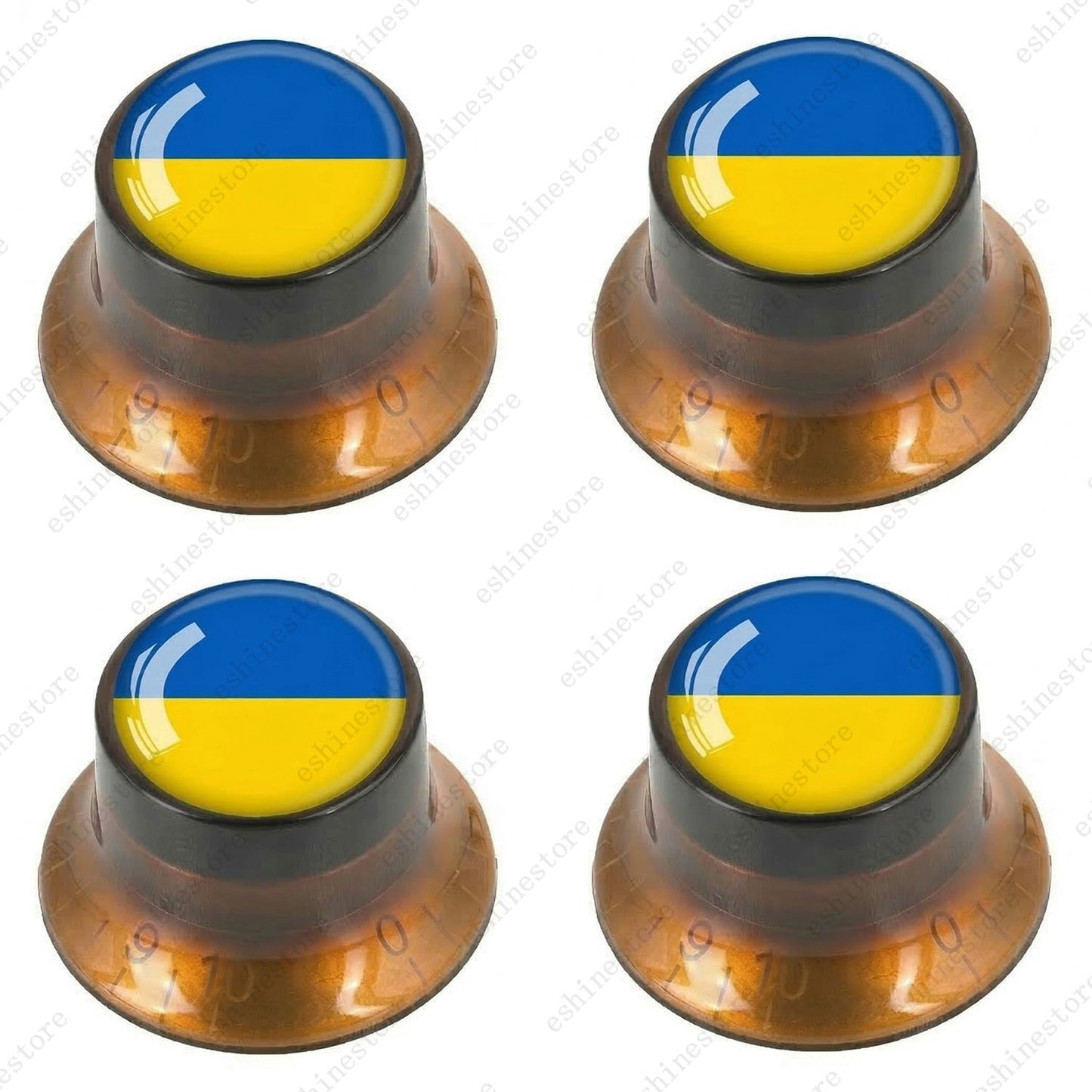 Guitar Reflector Knobs w/ Ukrainian Flag Design Cap Top Hat Knob for Les Paul SG