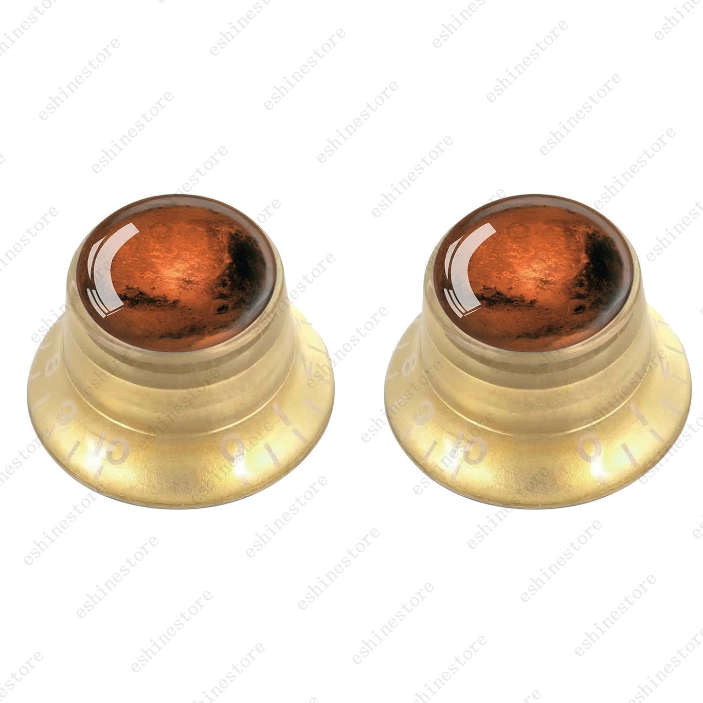 Guitar Reflector Knob with Mars Pattern Design Cap Top Hat Knob for Les Paul SG