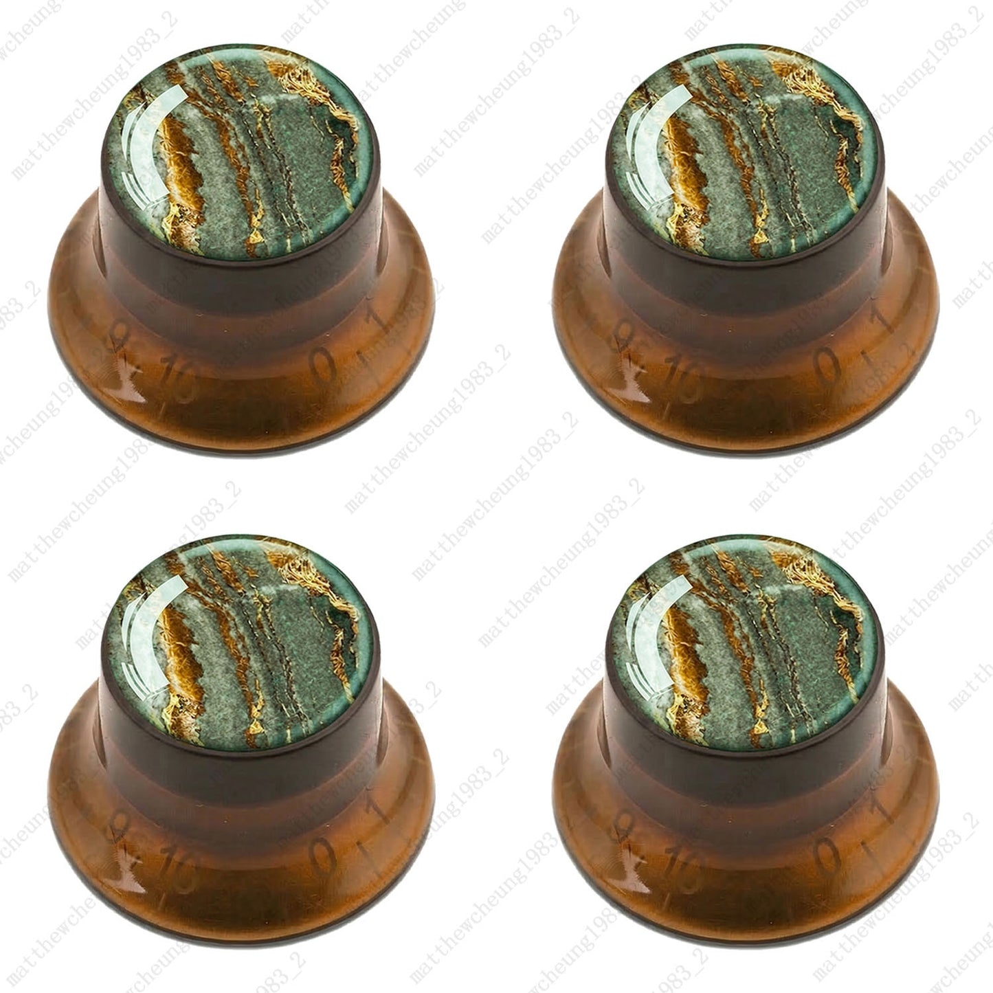 4Pcs Amber Guitar Reflector Knob For Les Paul SG -10 Marble Texture Style Option