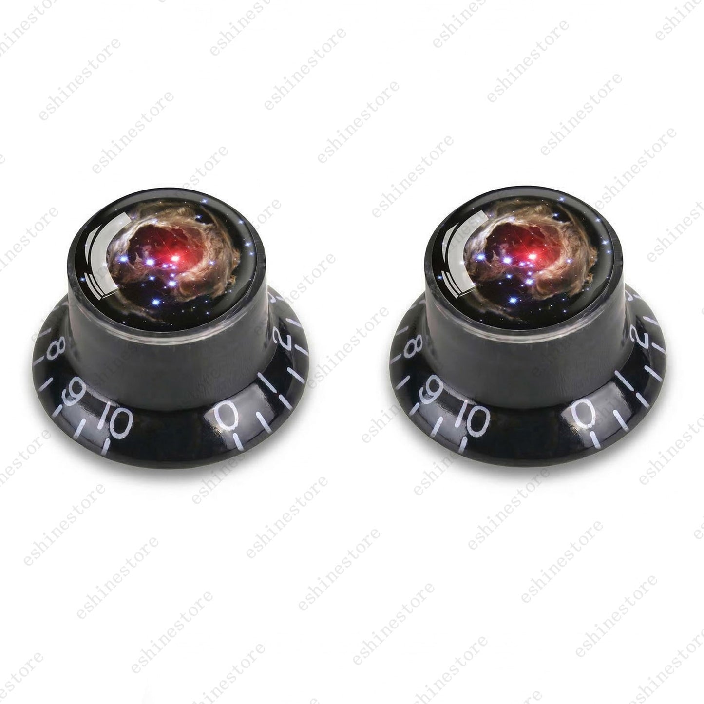 Guitar Reflector Knobs w/ Nebula Pattern Design Cap Top Hat Knob for Les Paul SG