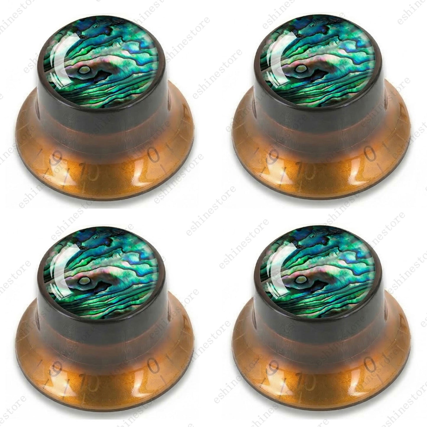 Guitar Reflector Knob with Seashell Pattern Cap Top Hat Knob for Les Paul SG -10