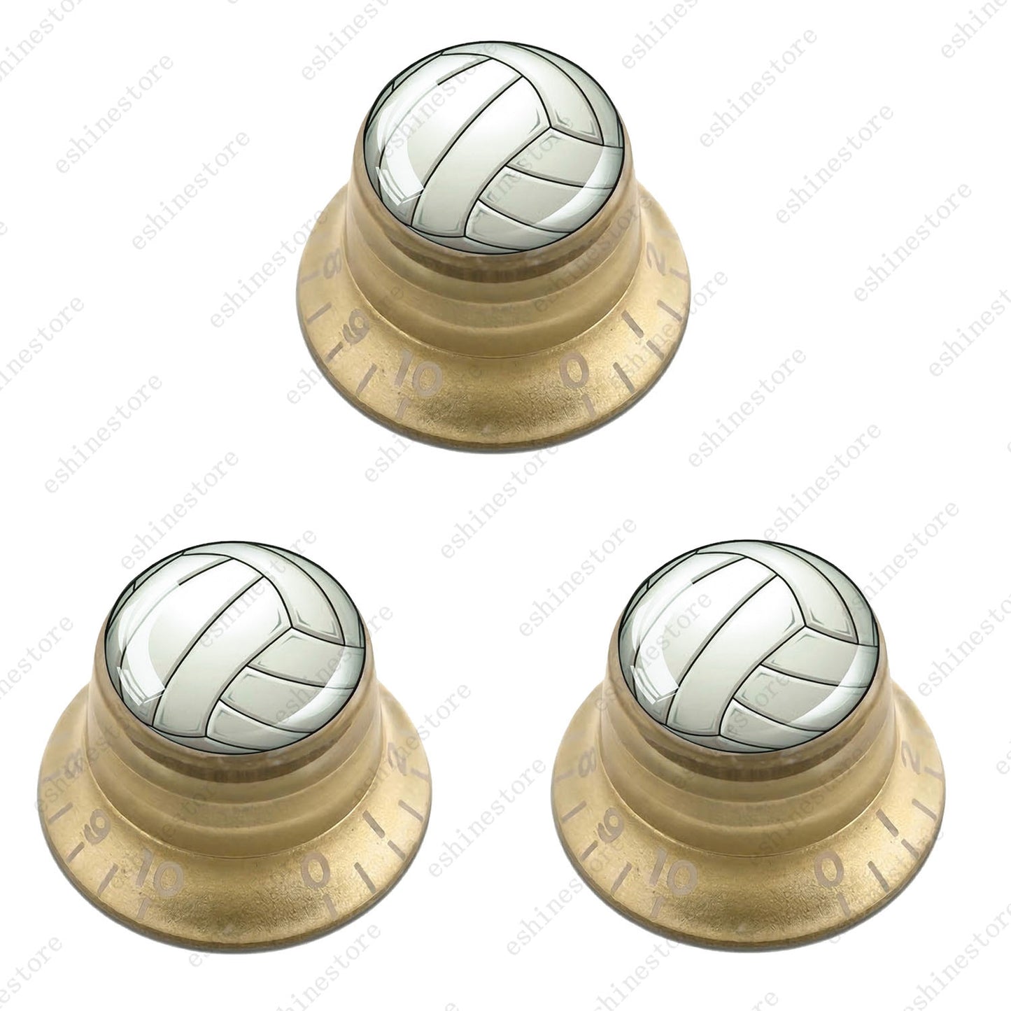 Guitar Reflector Knobs w/ Volleyball Design Cap Top Hat Knobs for Les Paul SG