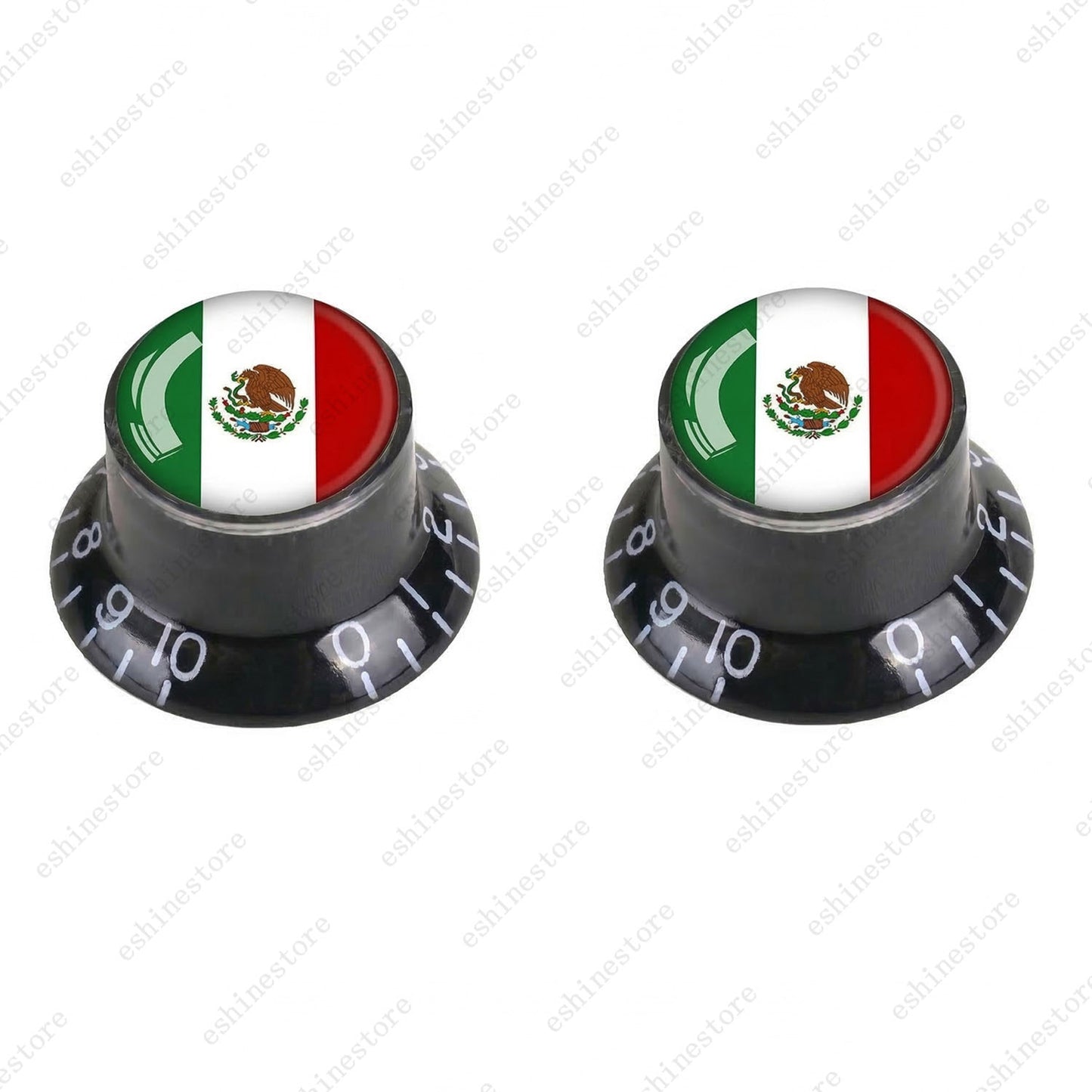 Guitar Reflector Knobs w/ Mexican Flag Design Cap Top Hat Knobs for Les Paul SG