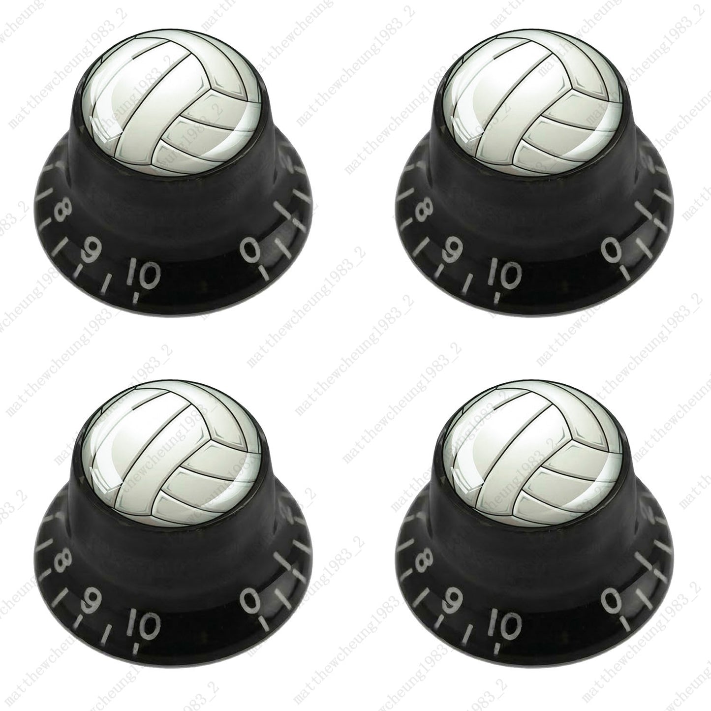 4Pcs Black Guitar Reflector Knobs For Les Paul SG  - 10 Ball Styles Available