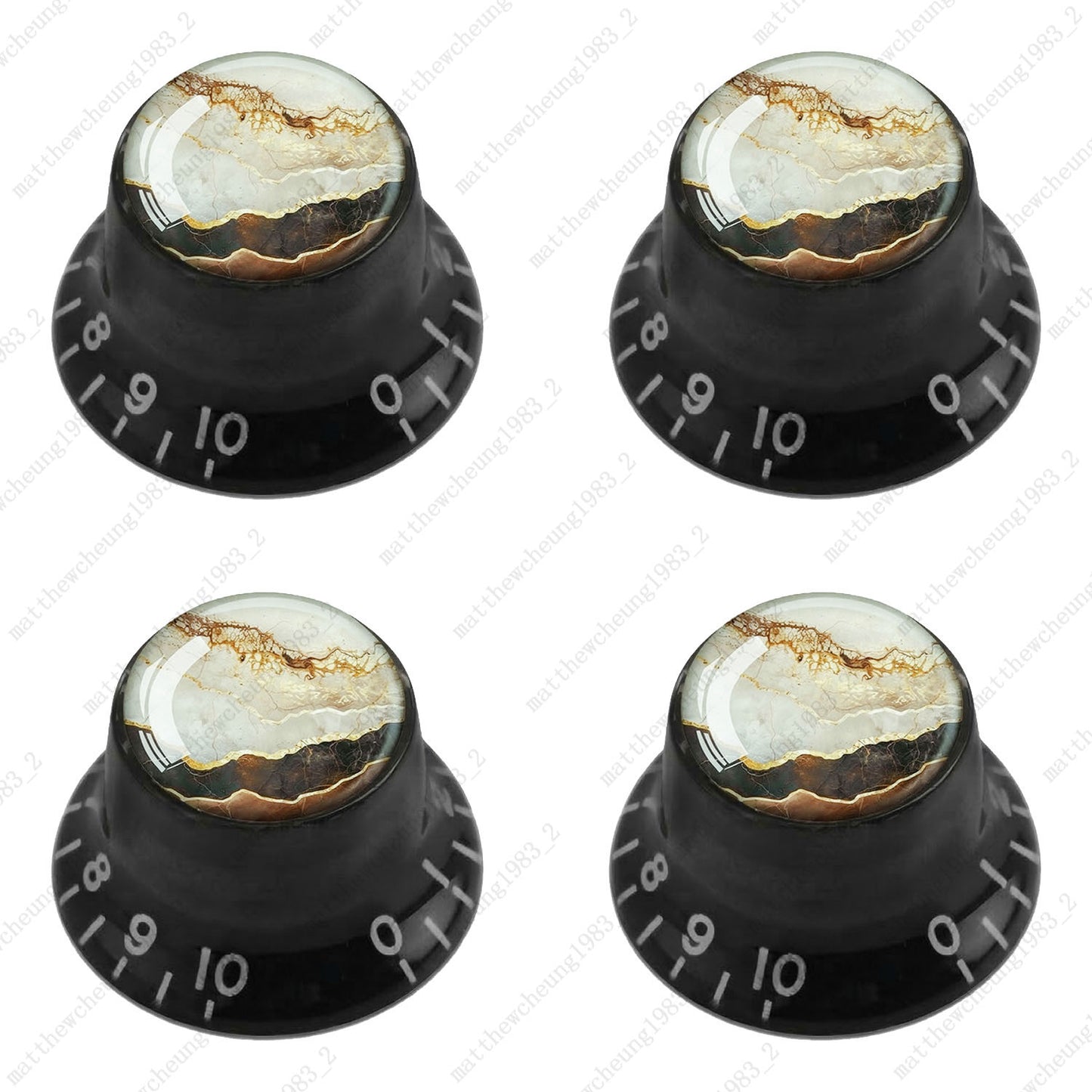 4Pcs Black Guitar Reflector Knob For Les Paul SG -10 Marble Texture Style Option
