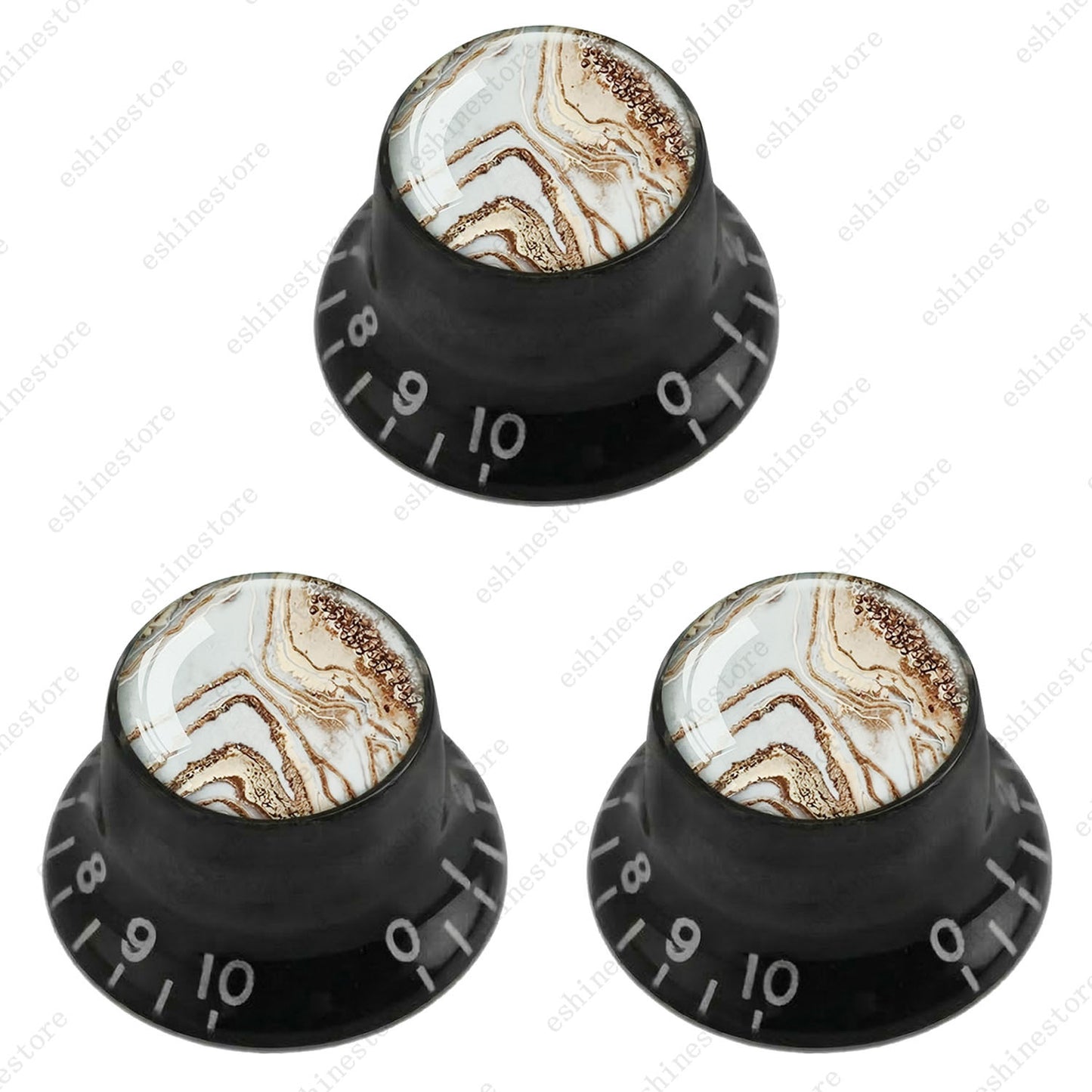 Guitar Reflector Knobs with Marble Texture Cap Top Hat Knob for Les Paul SG - 03