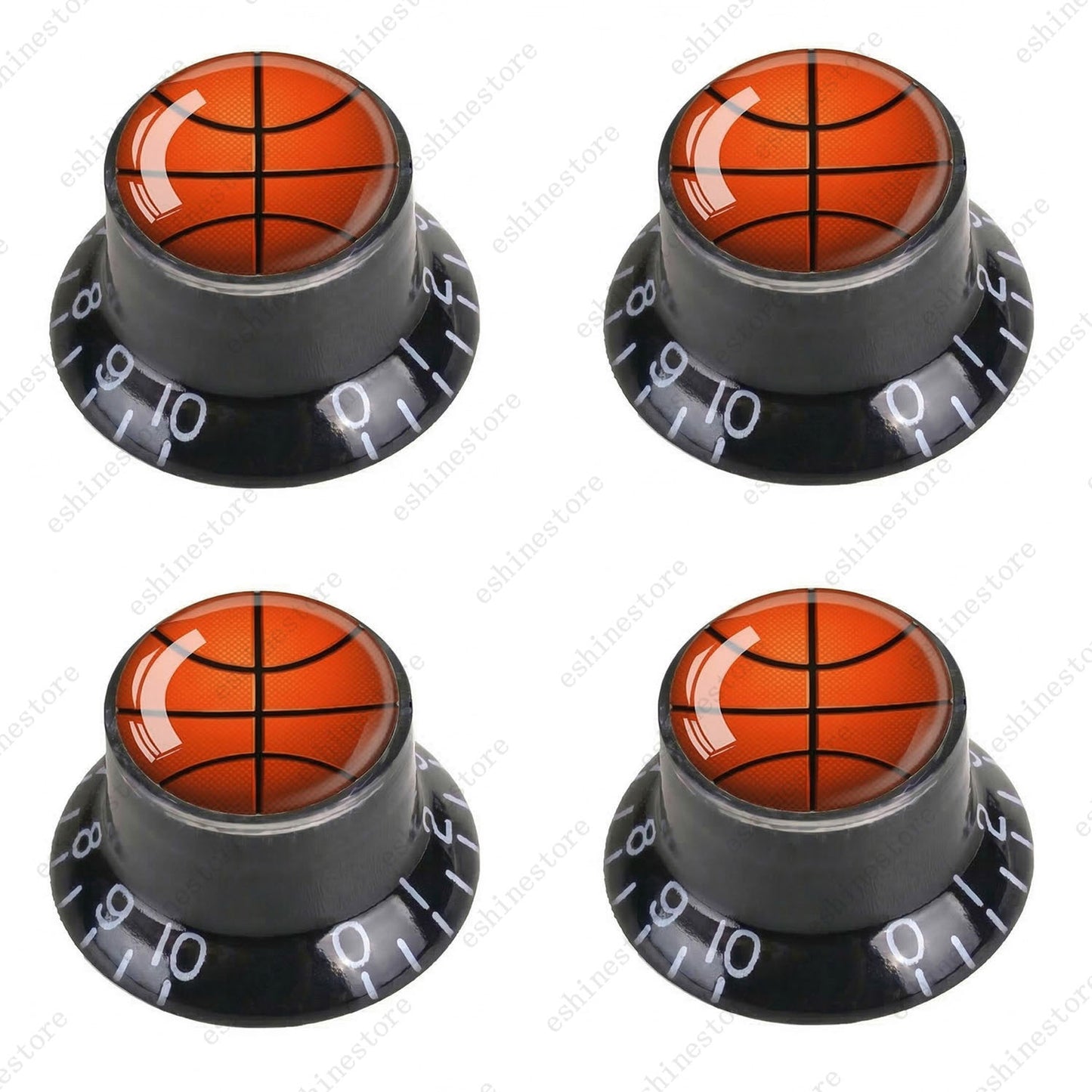 Guitar Reflector Knobs w/ Basketball Design Cap Top Hat Knobs for Les Paul SG