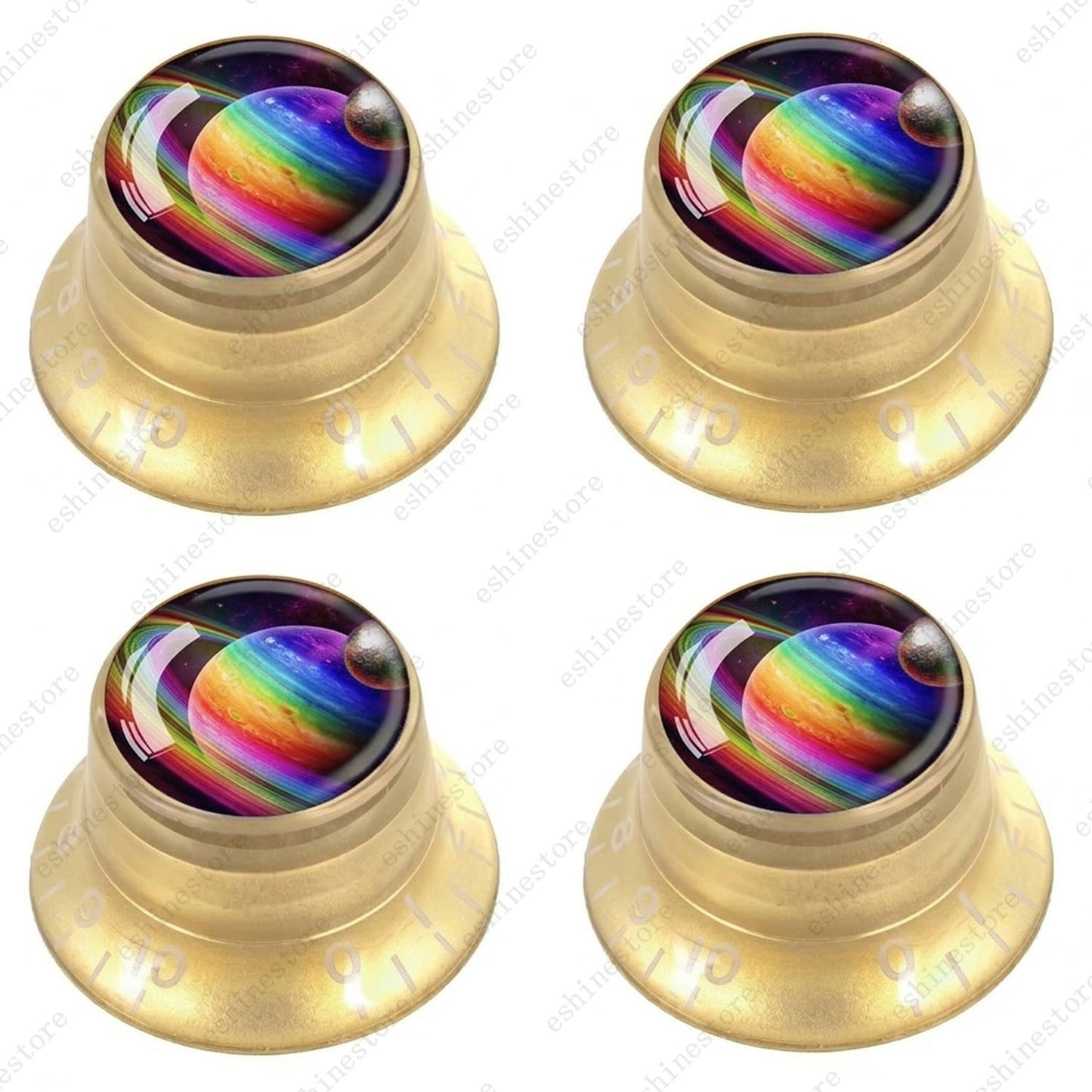 Guitar Reflector Knobs w/ Rainbow Ball Design Cap Top Hat Knobs for Les Paul SG