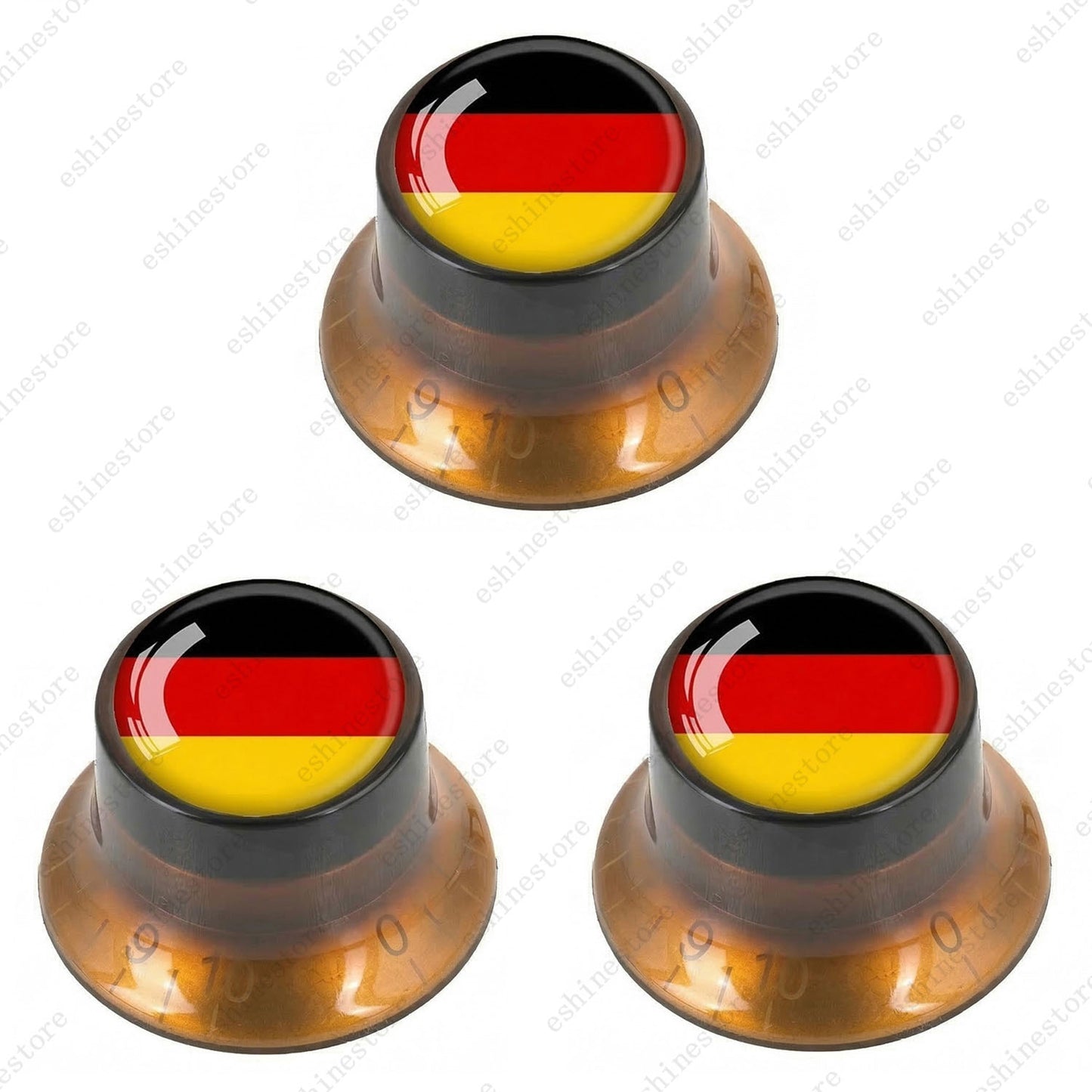 Guitar Reflector Knobs w/ Germany Flag Design Cap Top Hat Knobs for Les Paul SG