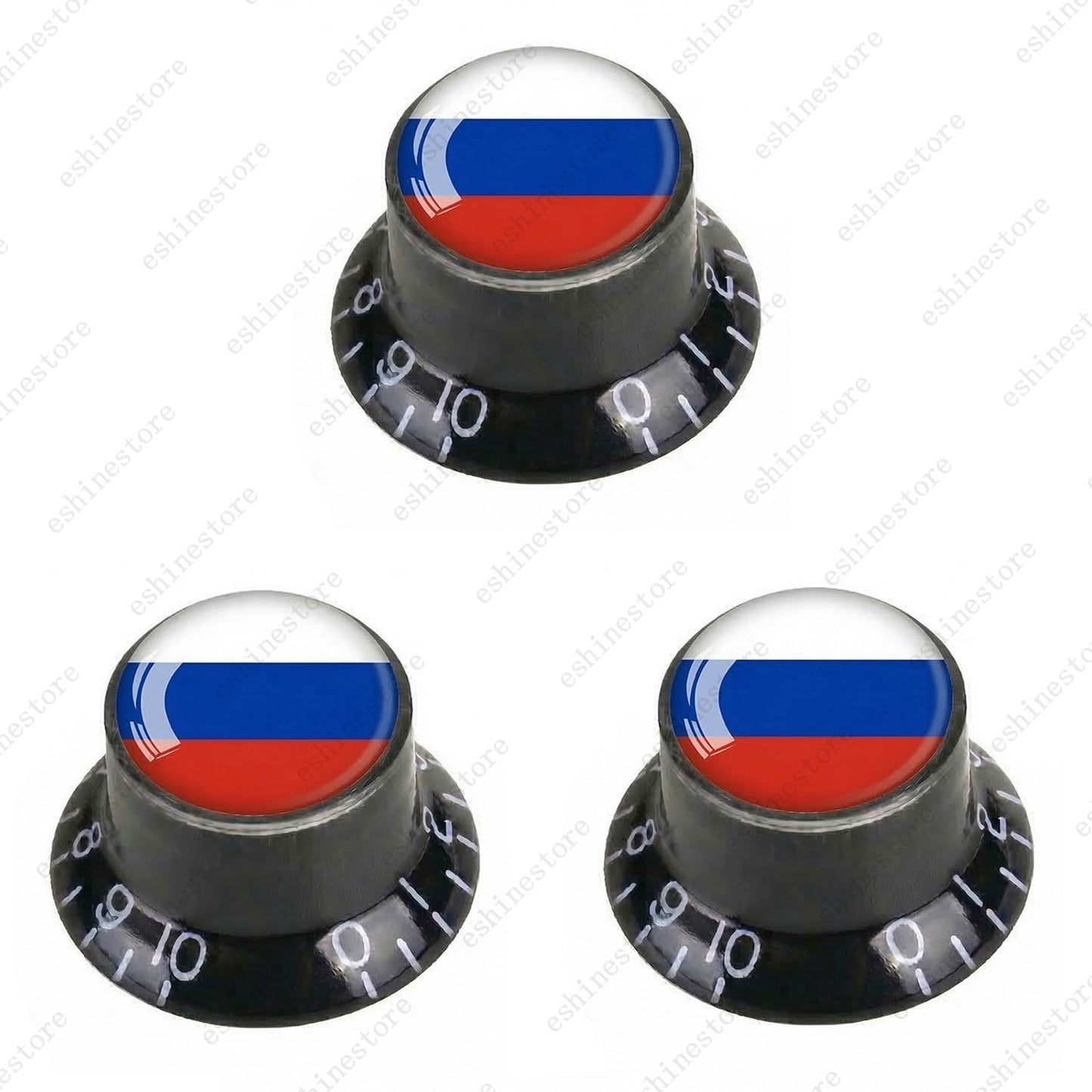 Guitar Reflector Knobs w/ Russian Flag Design Cap Top Hat Knobs for Les Paul SG