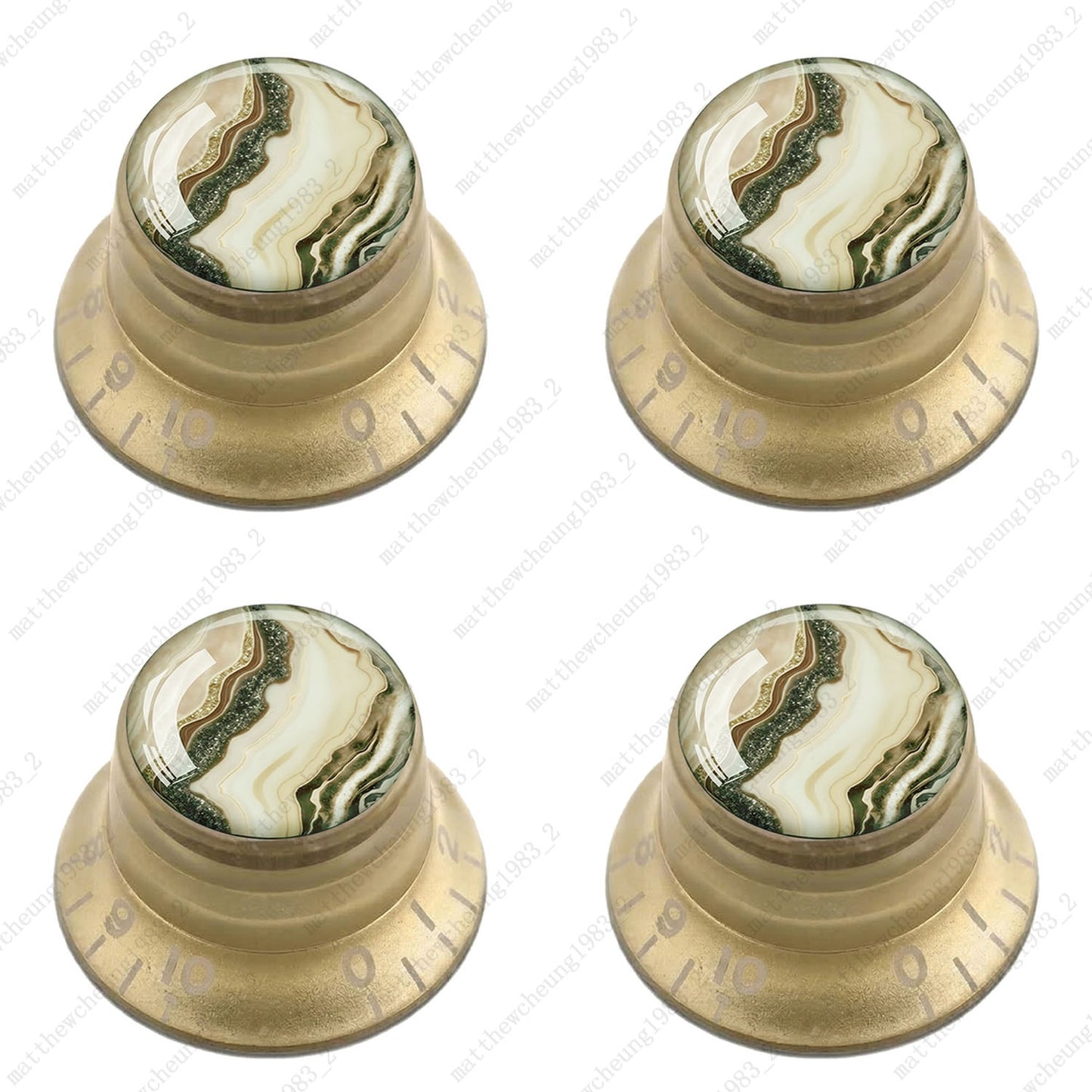 4Pcs Gold Guitar Reflector Knob For Les Paul SG -10 Marble Texture Style Options